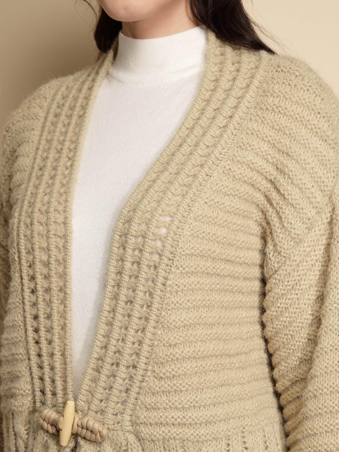 Light Olive Open Neck Cardigan - Global Republic