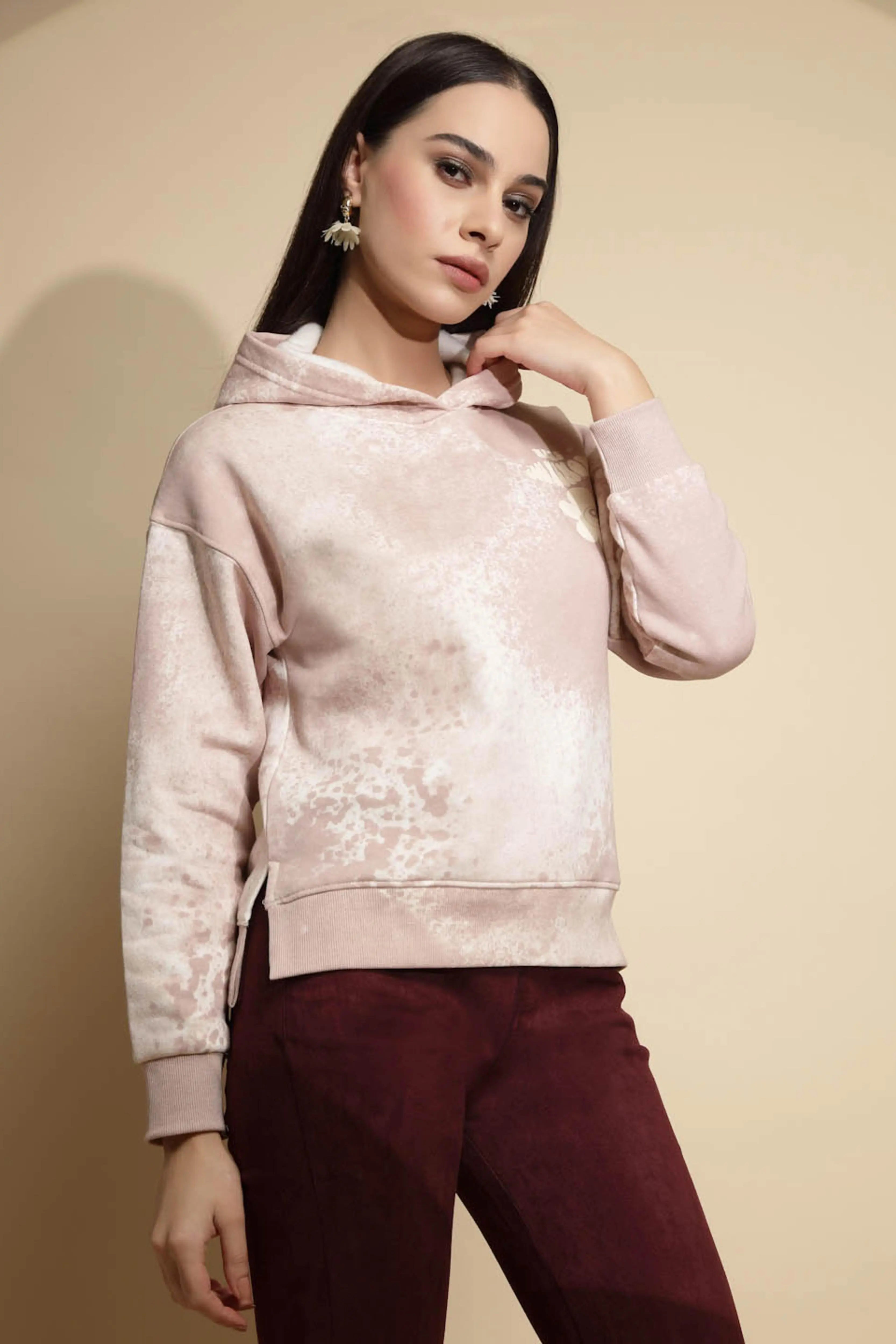 Pink Acrylic Hooded Sweatshirt - Global Republic