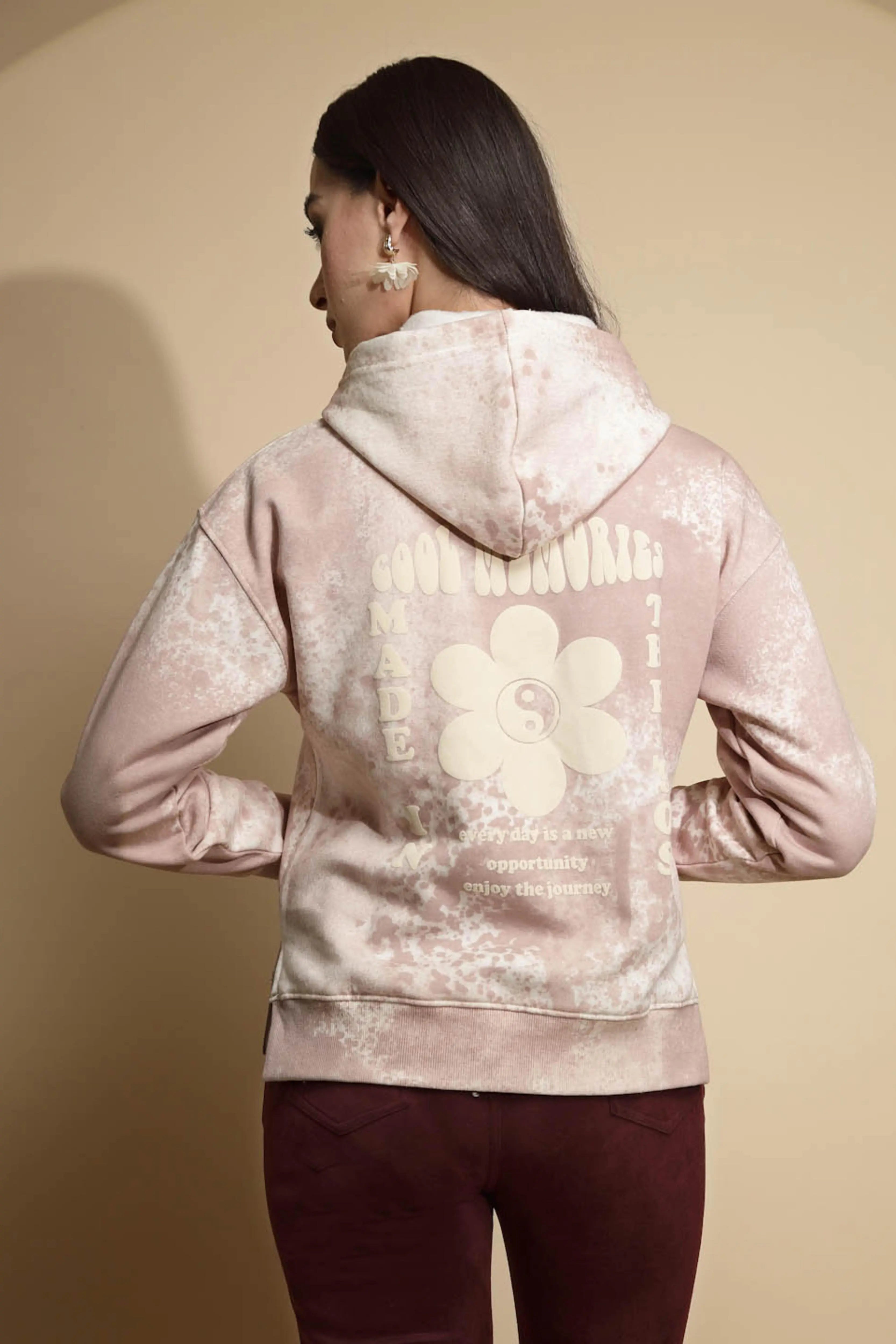 Pink Acrylic Hooded Sweatshirt - Global Republic