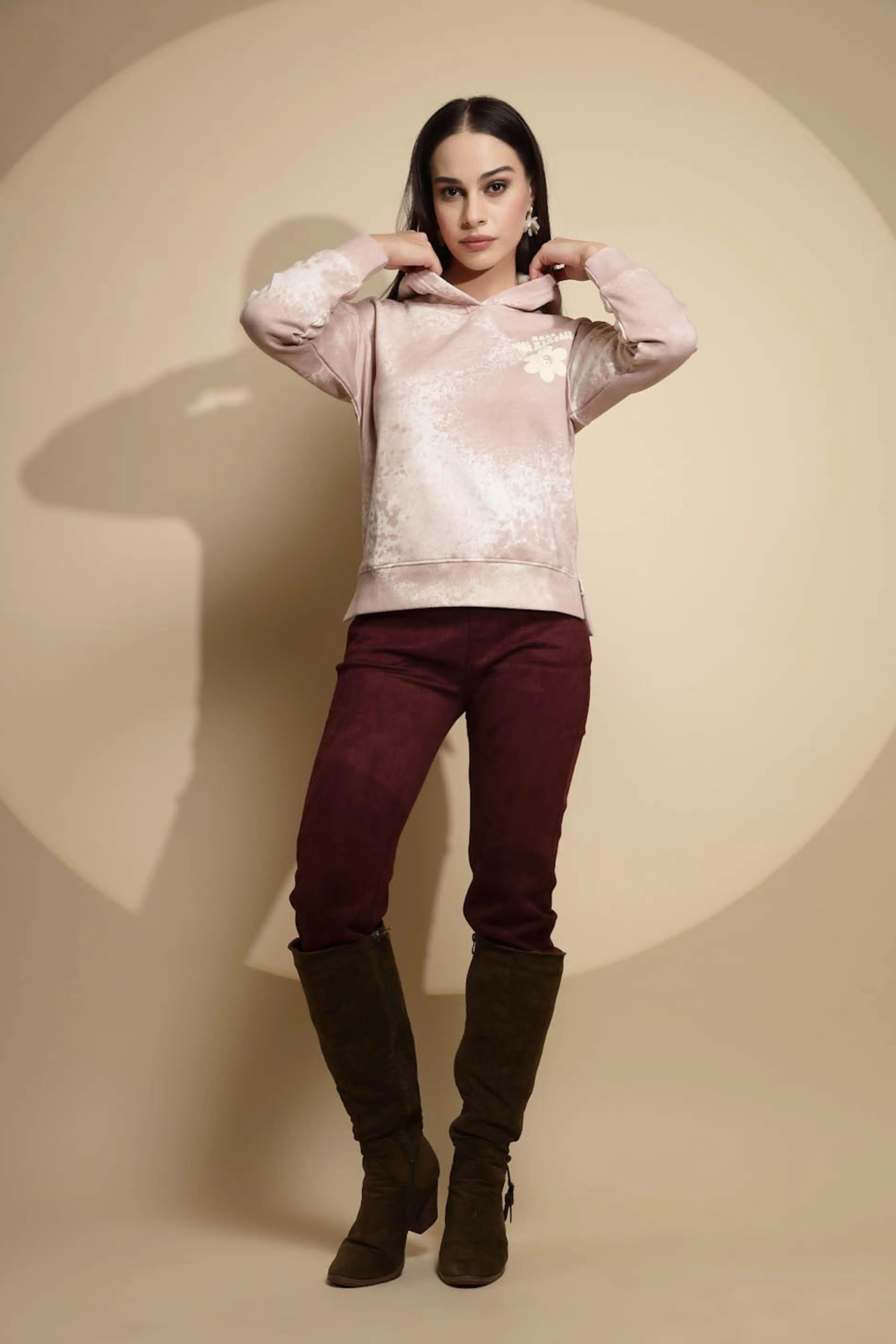 Pink Acrylic Hooded Sweatshirt - Global Republic