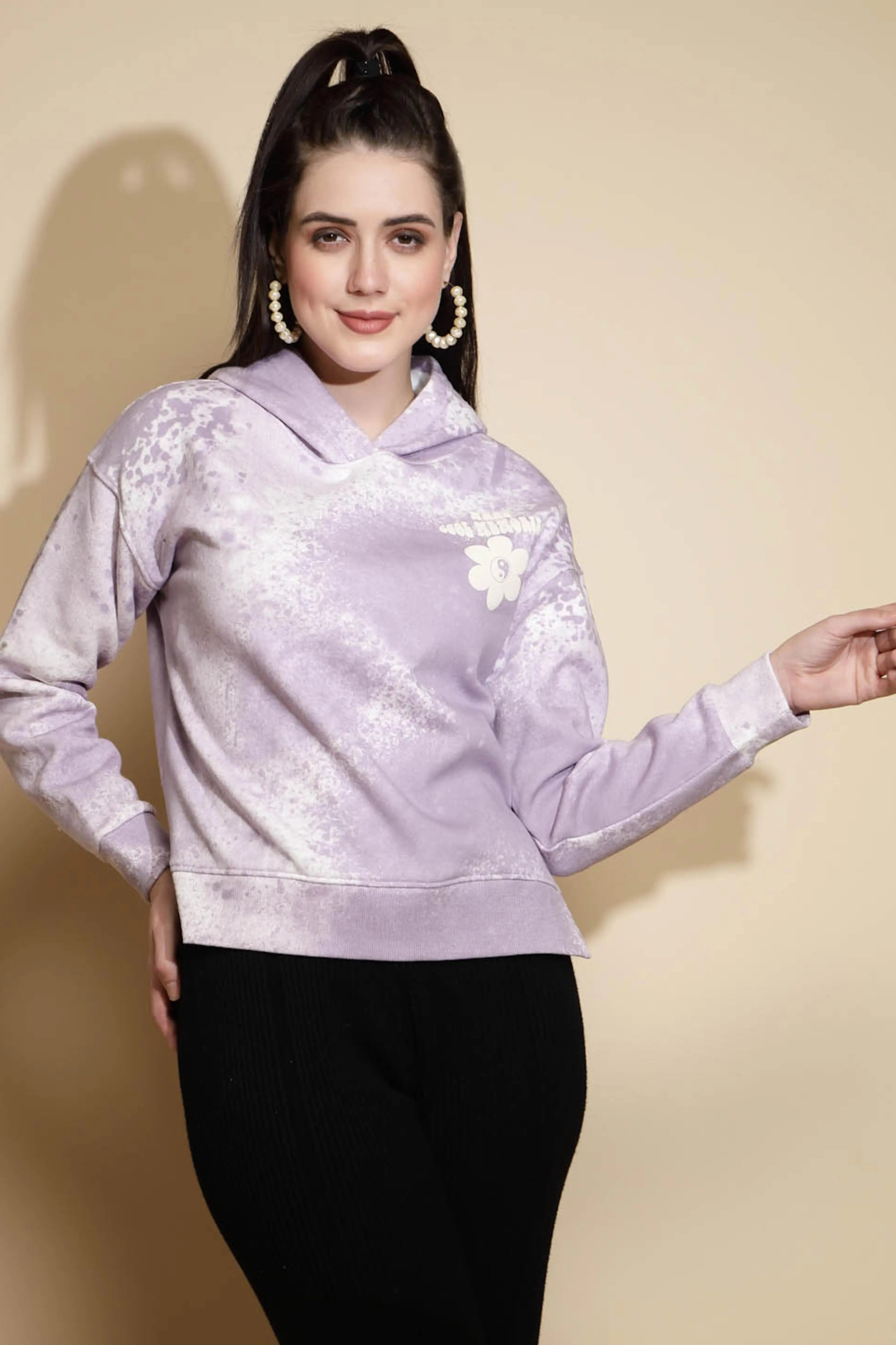 Lilac Acrylic Hooded Sweatshirt - Global Republic