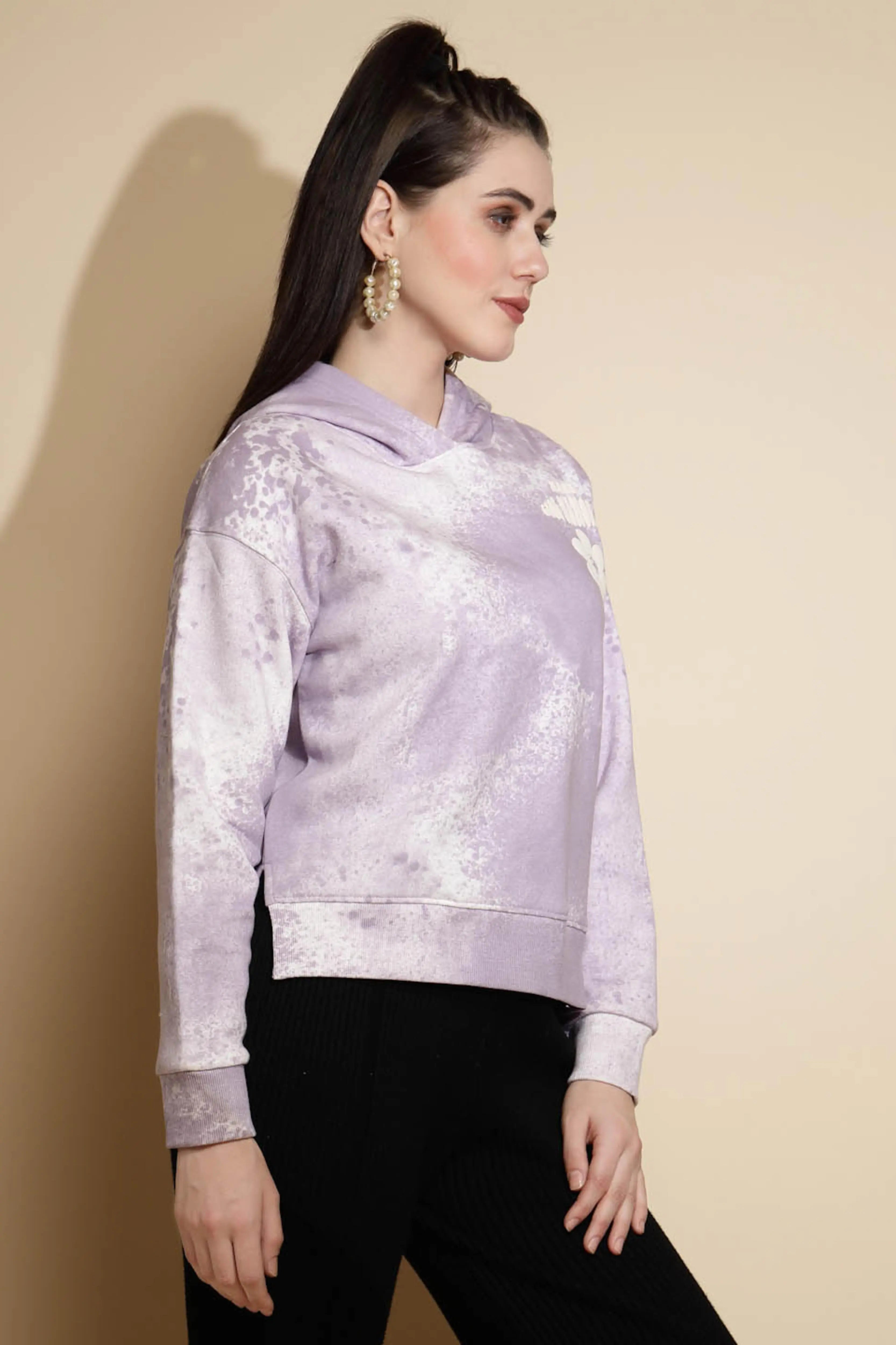 Lilac Acrylic Hooded Sweatshirt - Global Republic