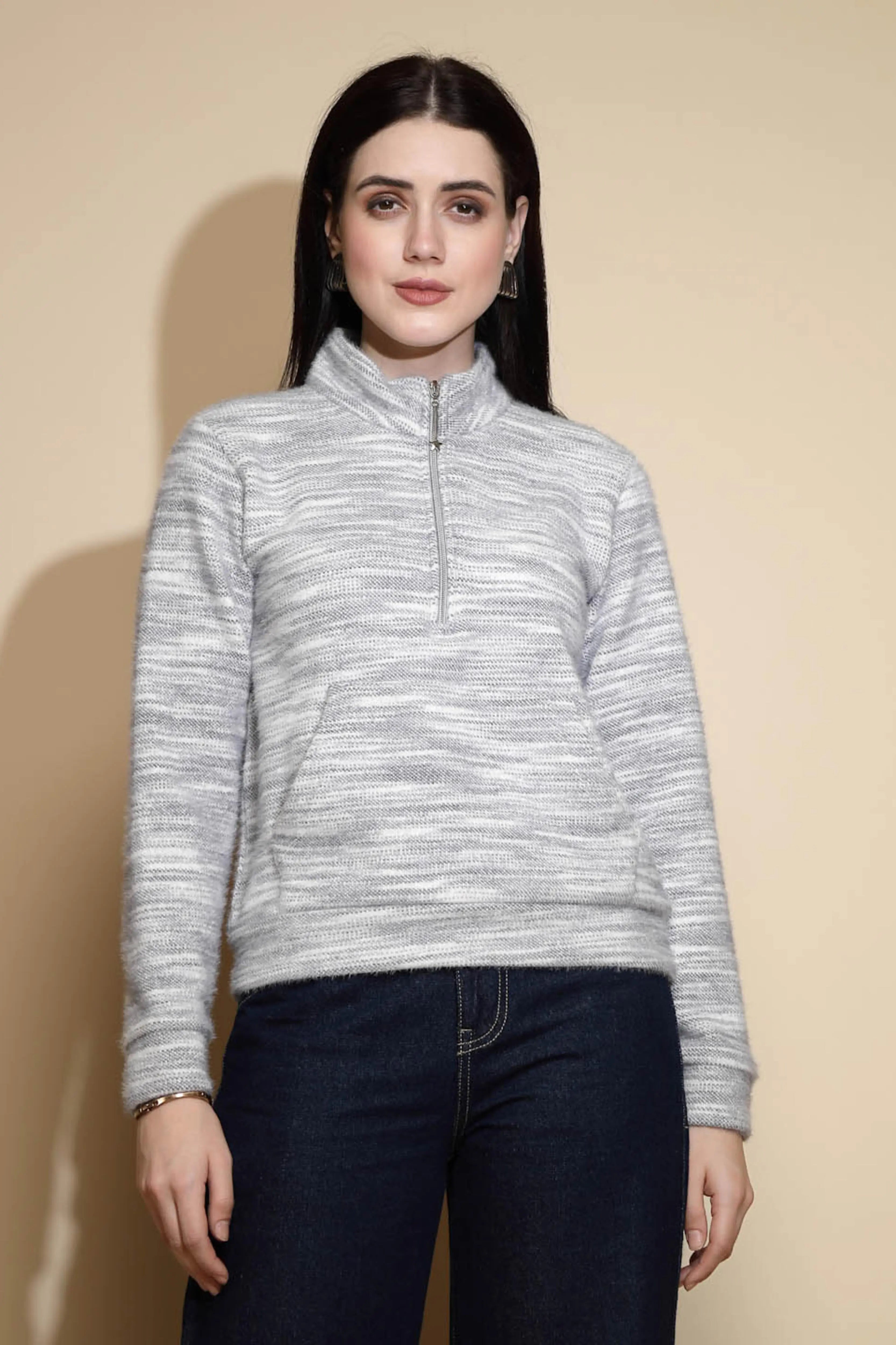 Grey Abstract Acrylic Sweatshirt - Global Republic