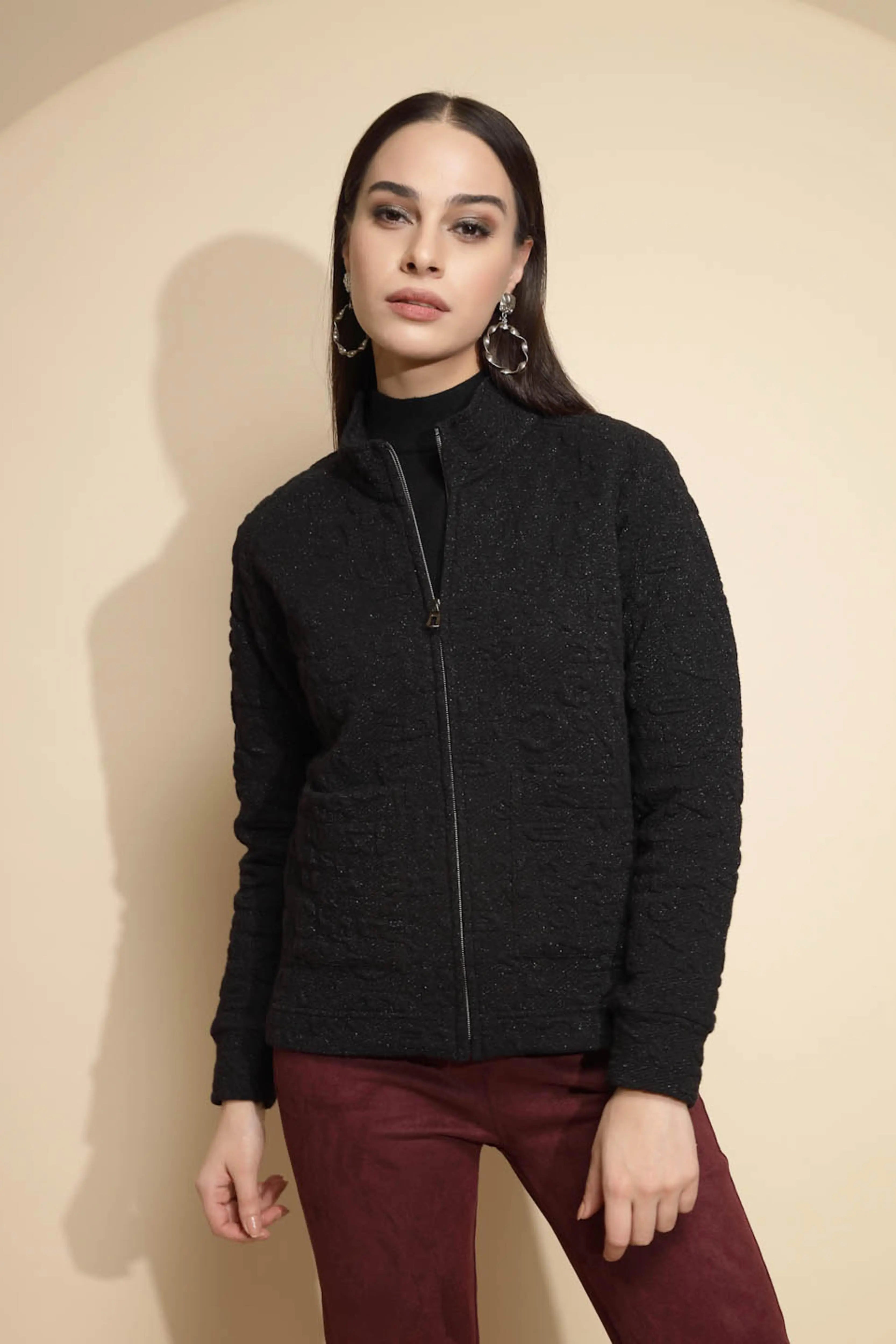 Black Solid Acrylic Sweatshirt - Global Republic