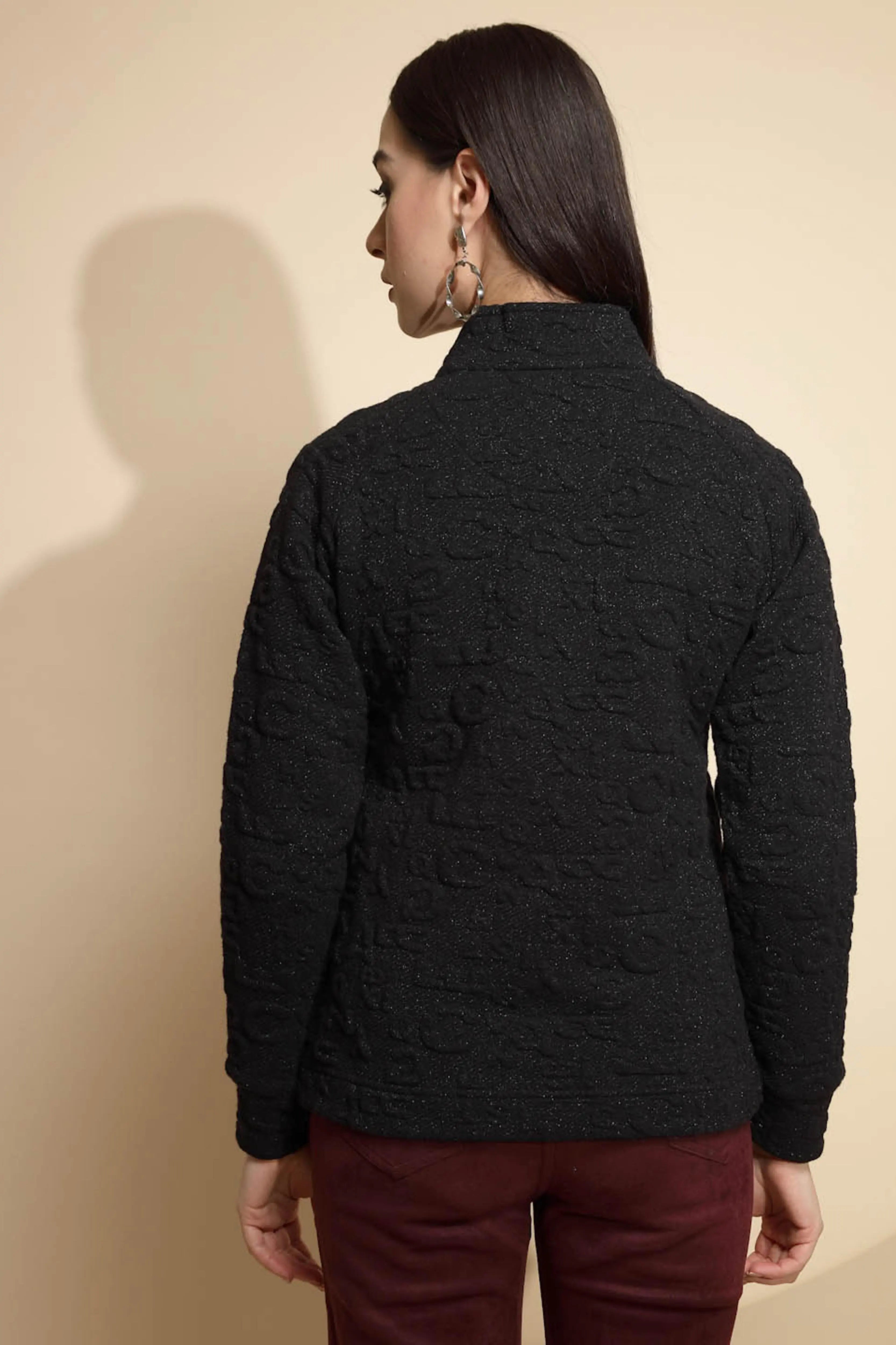 Black Solid Acrylic Sweatshirt - Global Republic