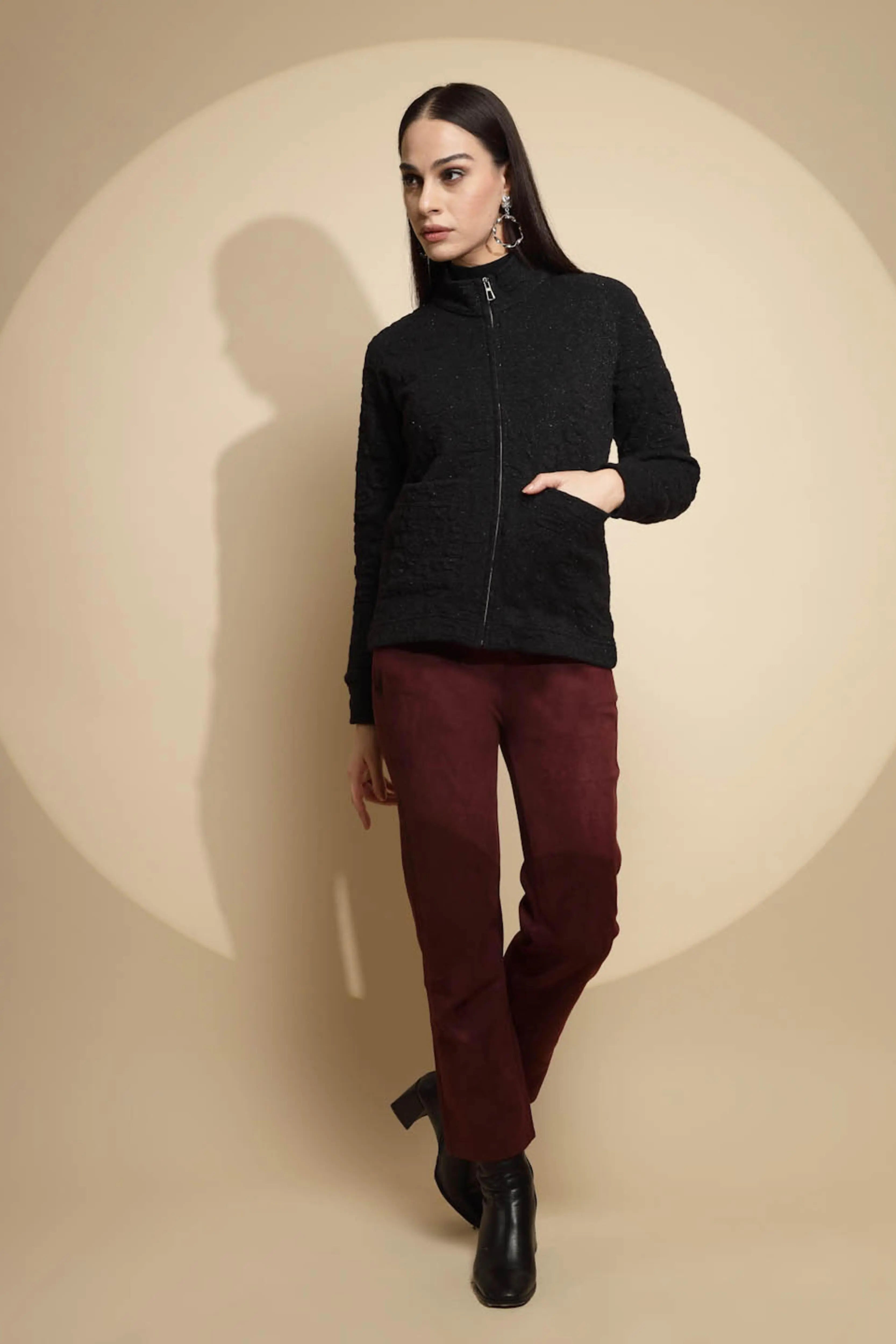 Black Solid Acrylic Sweatshirt - Global Republic