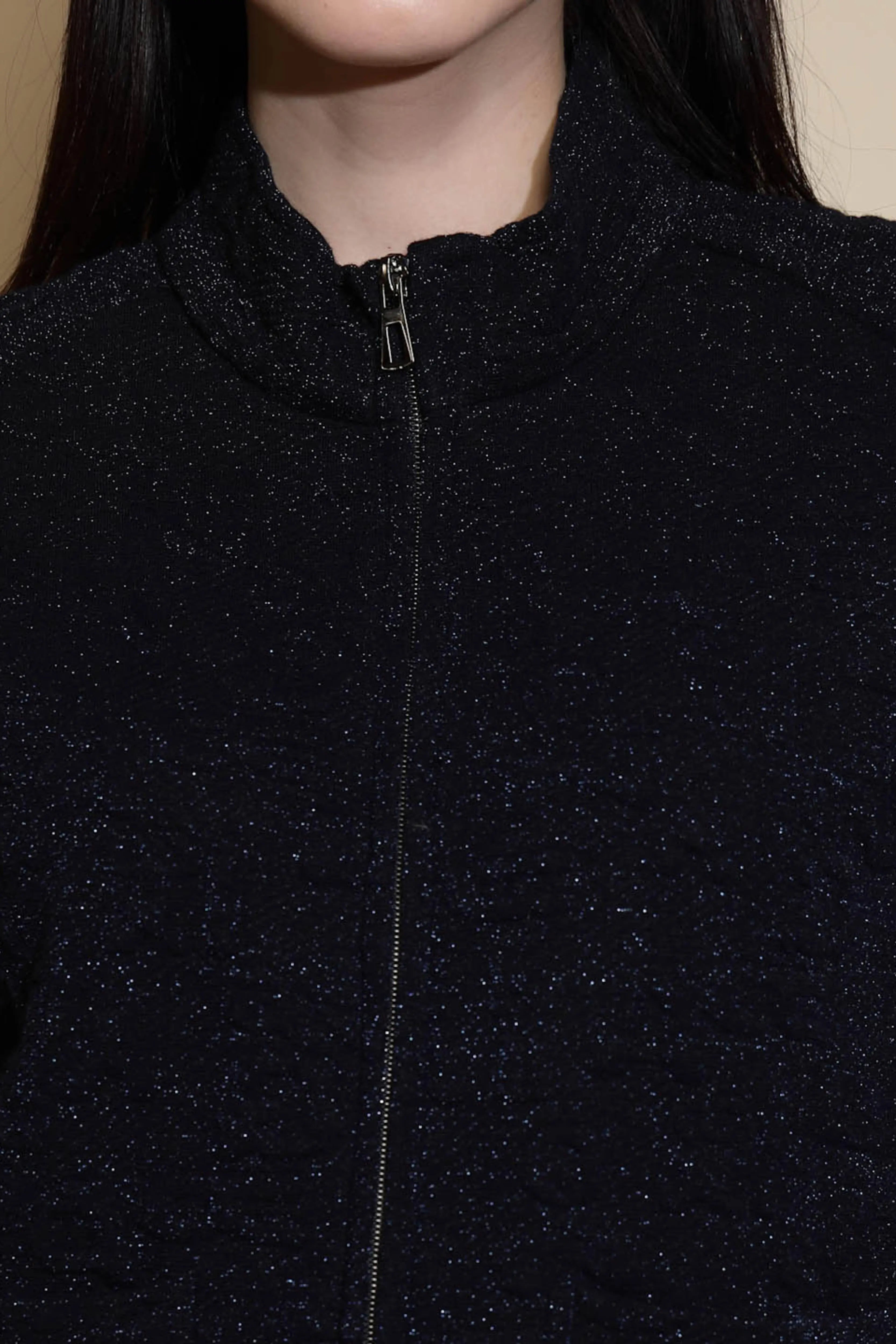 Navy Blue Solid Acrylic Sweatshirt - Global Republic