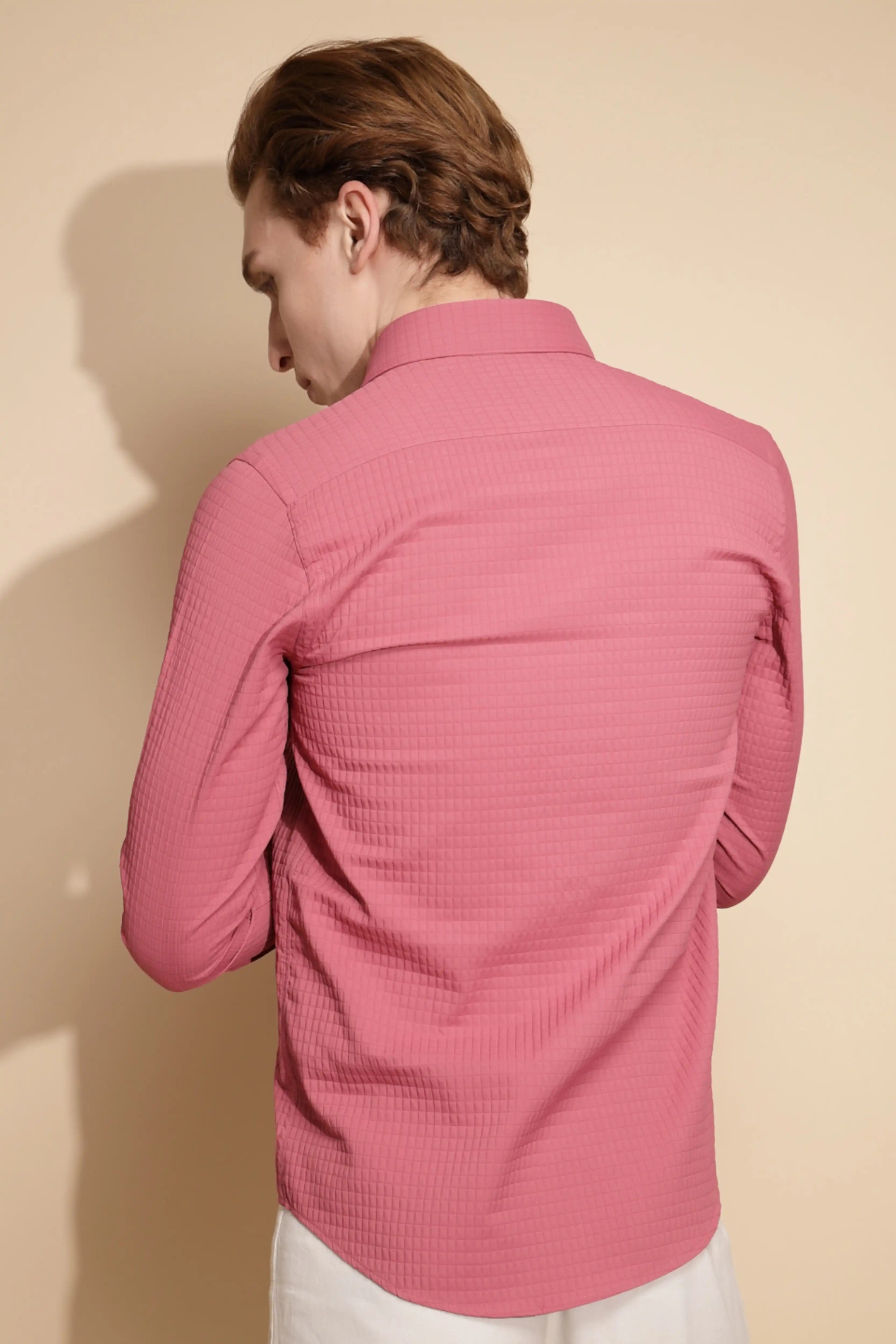 Pink Solid cotton Shirt