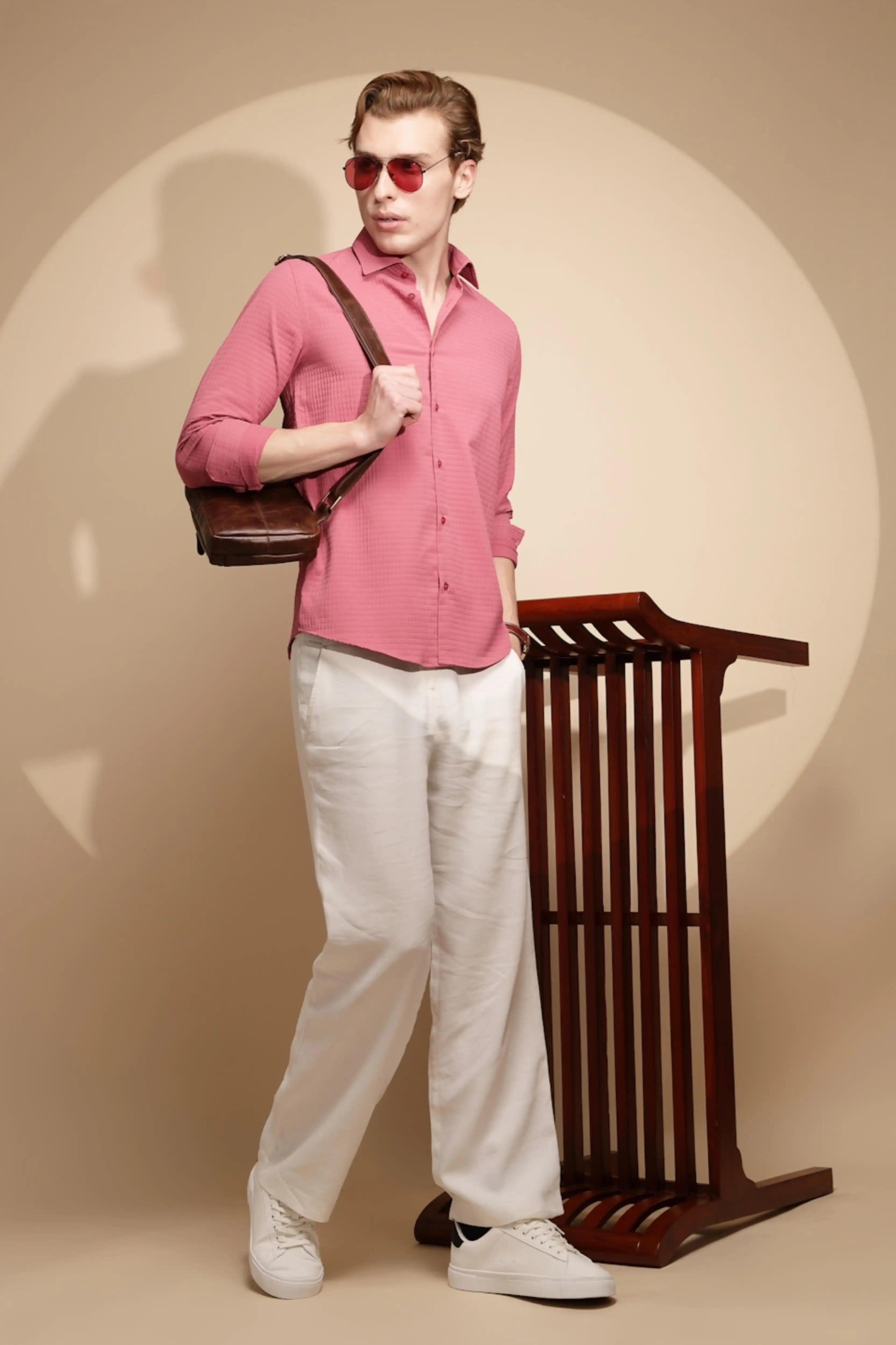 Pink Solid cotton Shirt