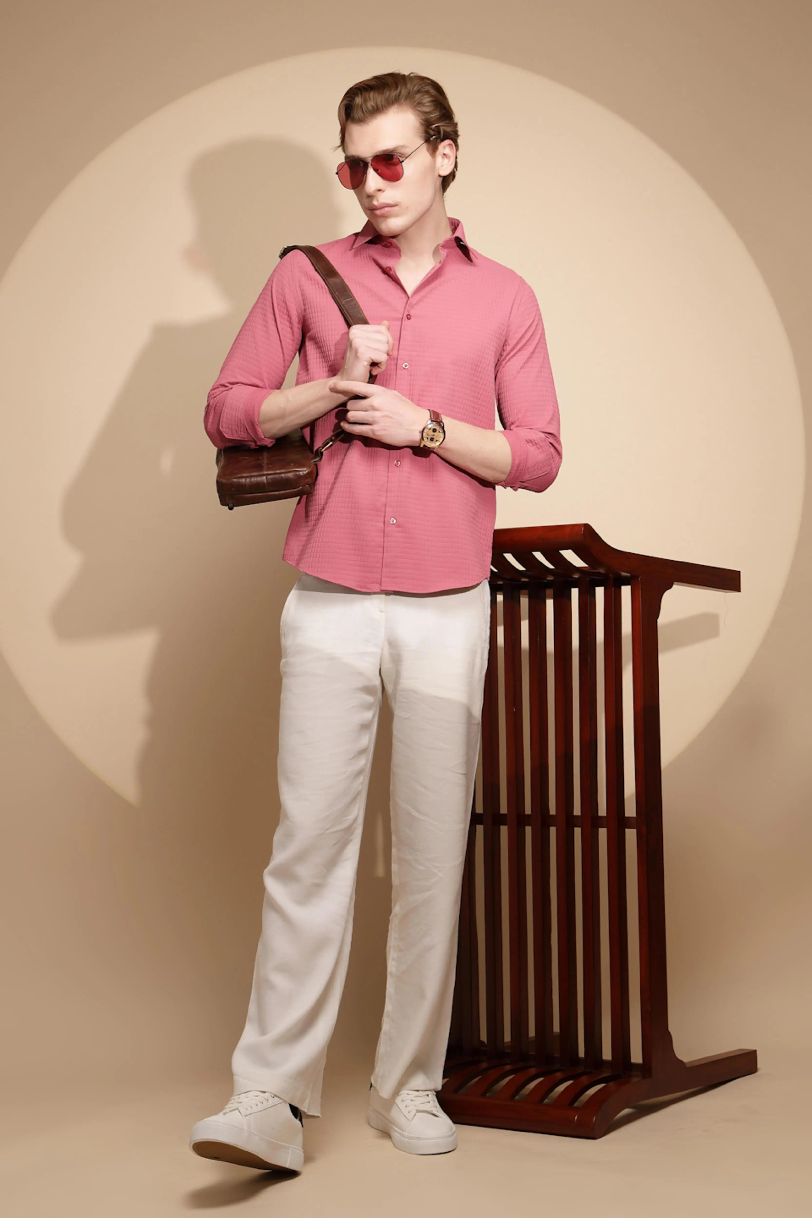 Pink Solid cotton Shirt