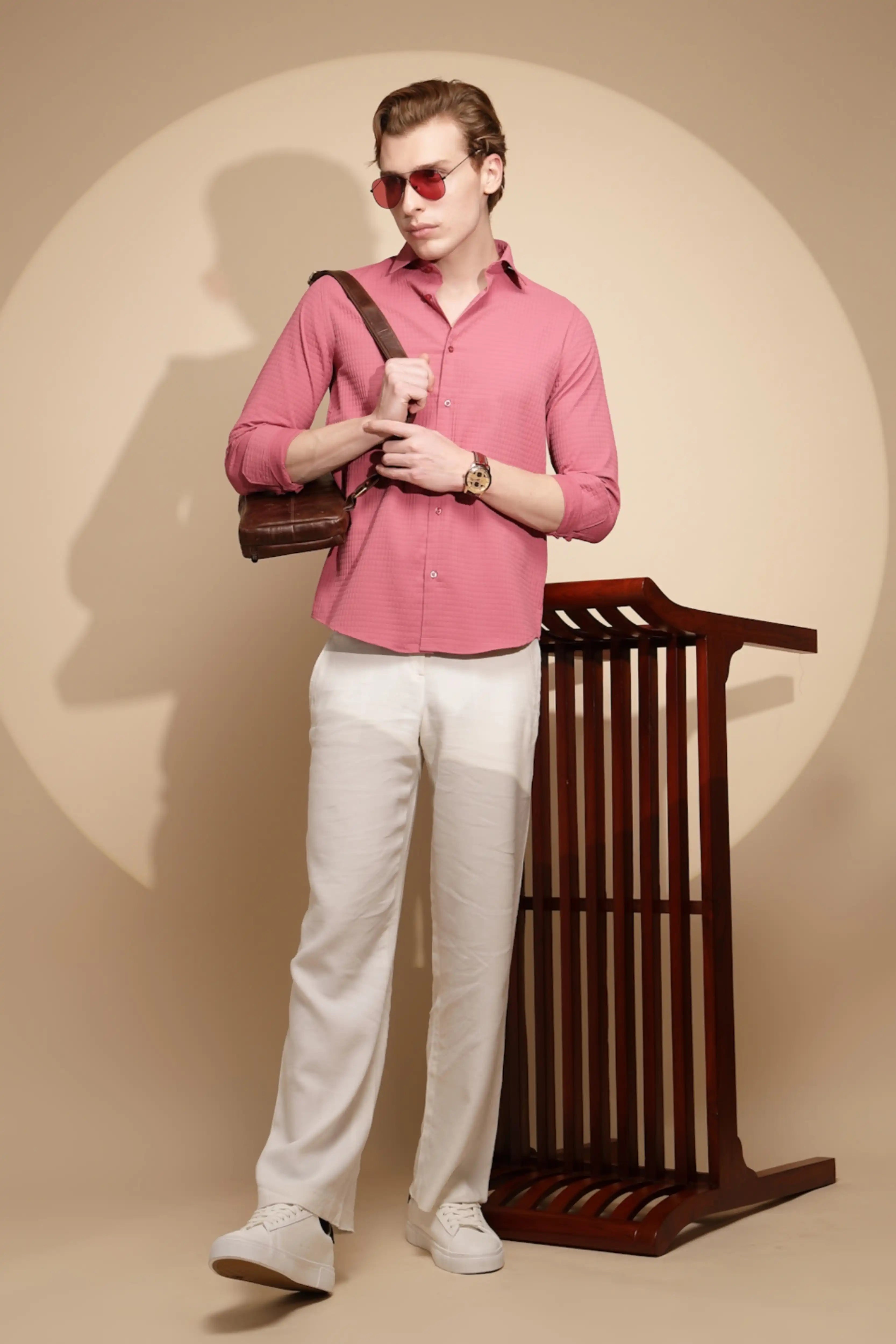Pink Solid cotton Shirt