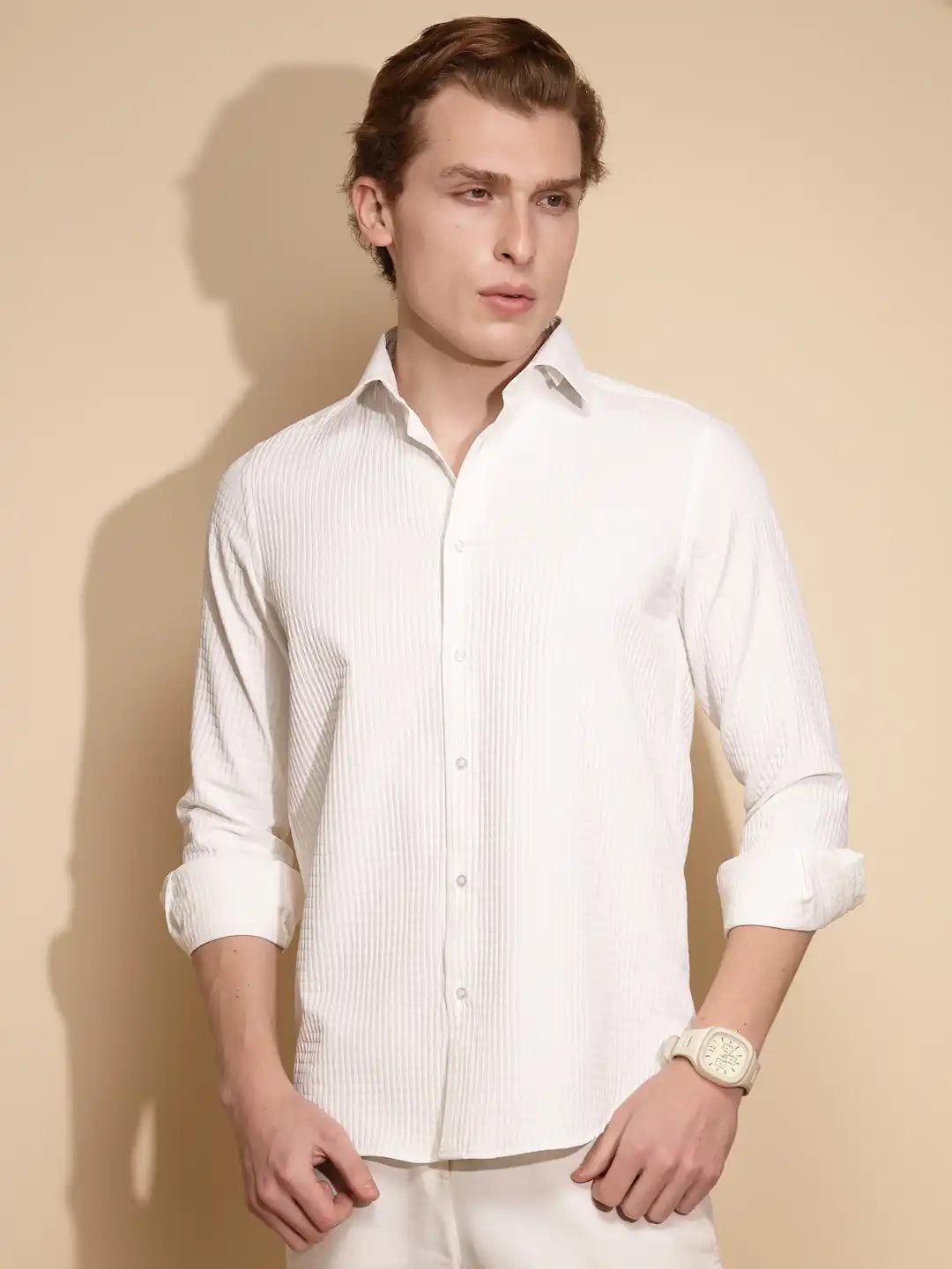White Solid cotton Shirt - Global Republic