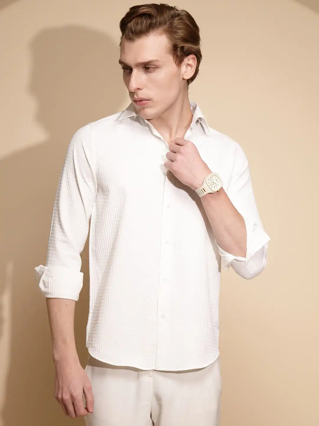 White Solid cotton Shirt - Global Republic