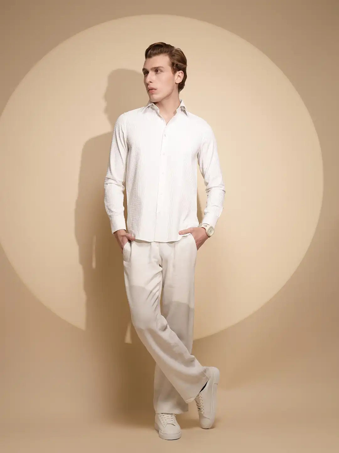 White Solid cotton Shirt - Global Republic