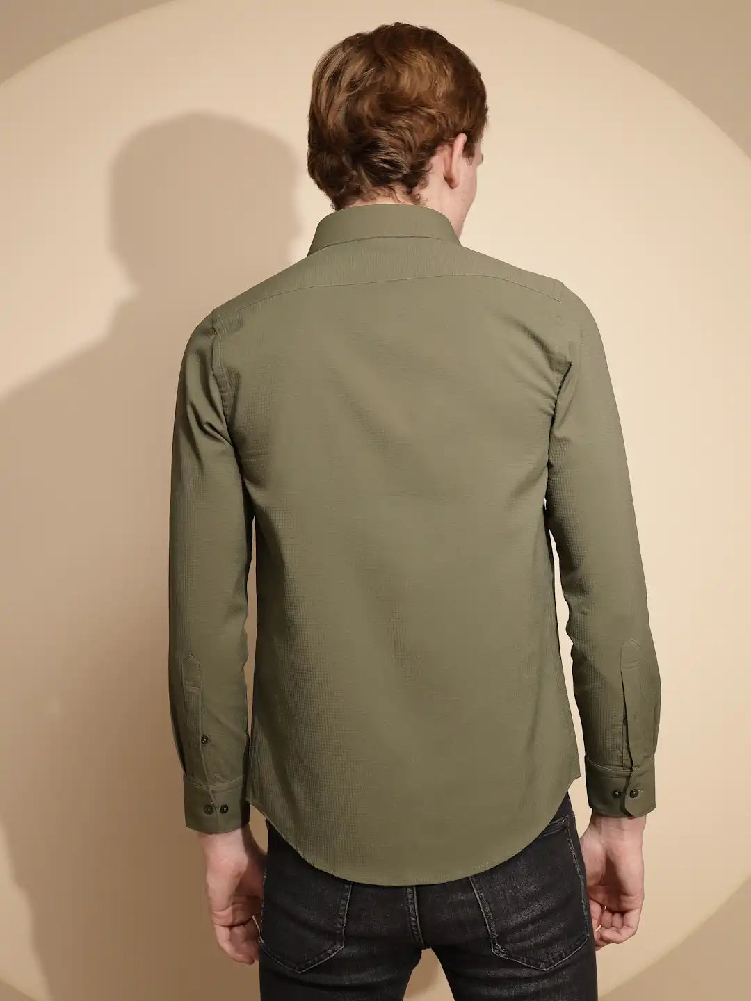 Olive Solid cotton Shirt - Global Republic