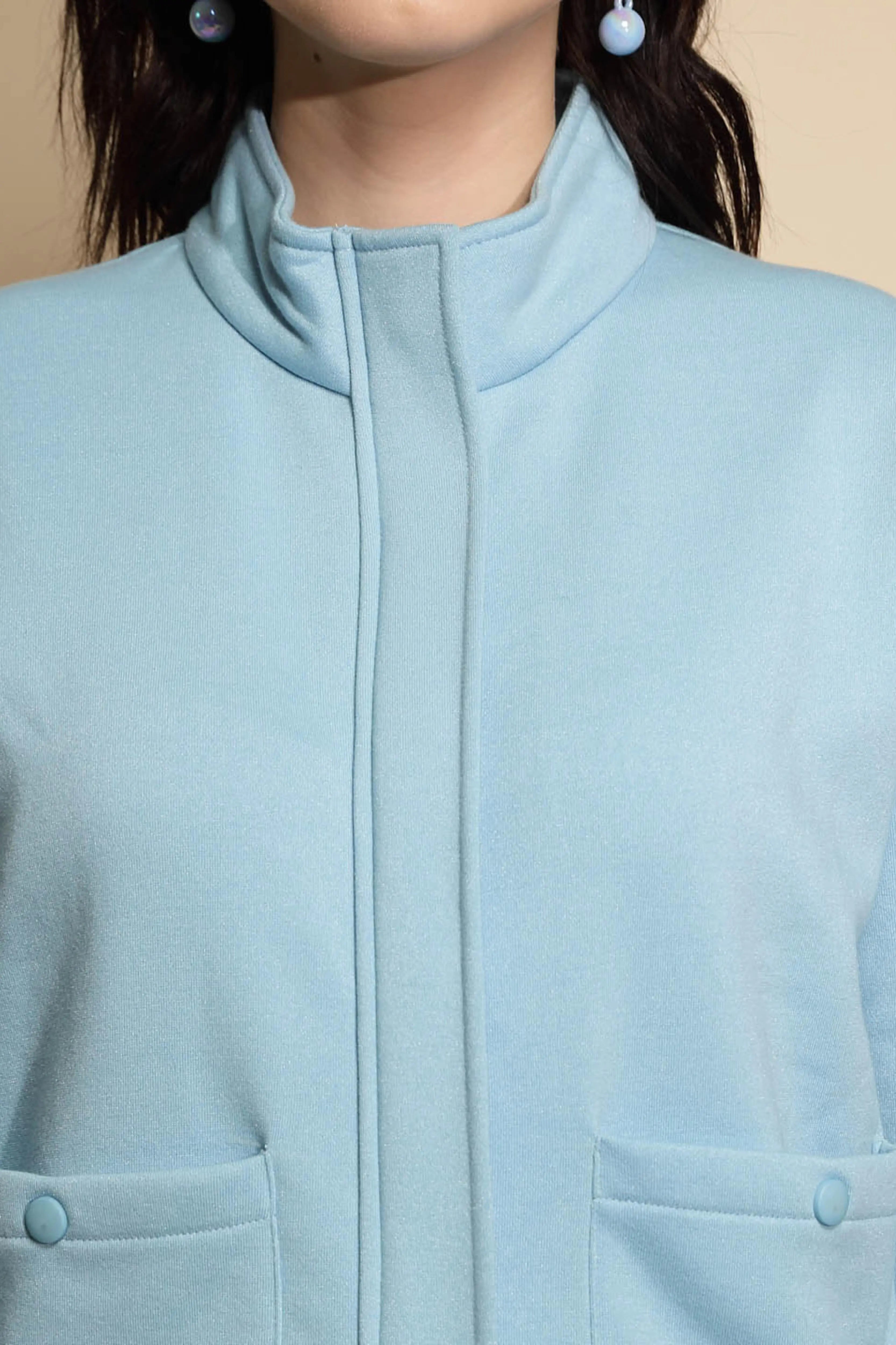 Light Blue Solid Acrylic Sweatshirt - Global Republic