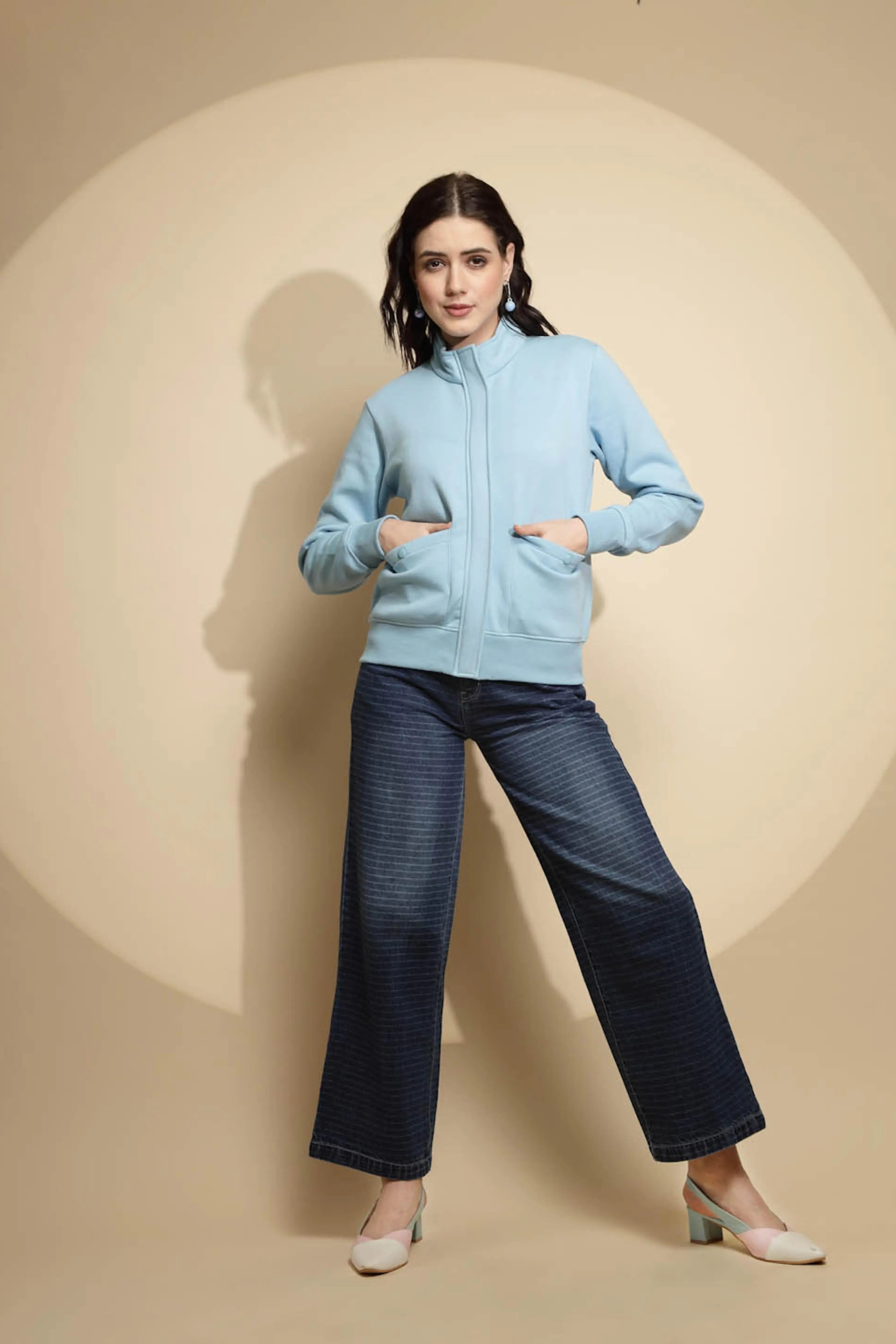 Light Blue Solid Acrylic Sweatshirt - Global Republic