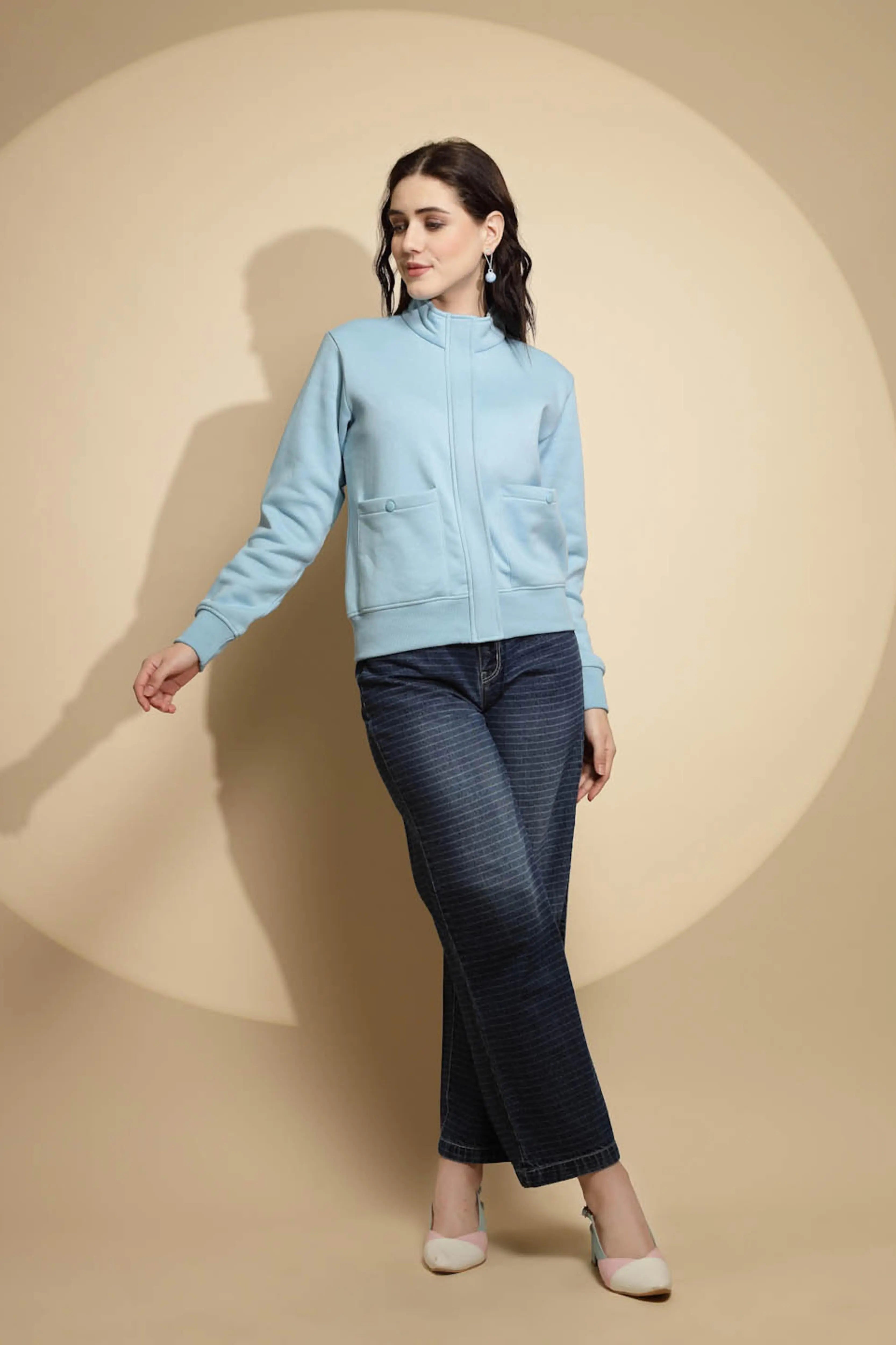 Light Blue Solid Acrylic Sweatshirt - Global Republic