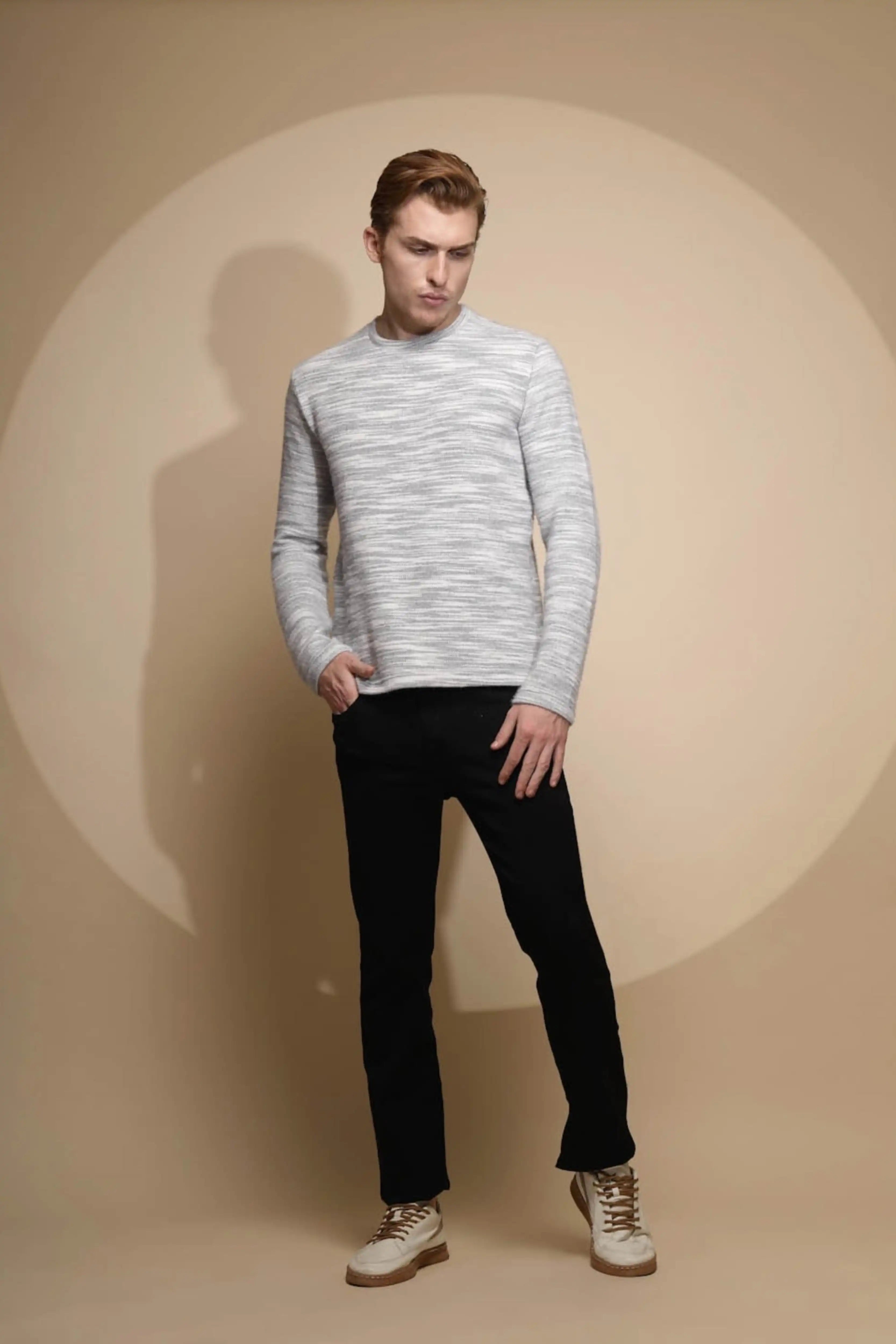 Grey Abstract Print Acrylic Sweatshirt