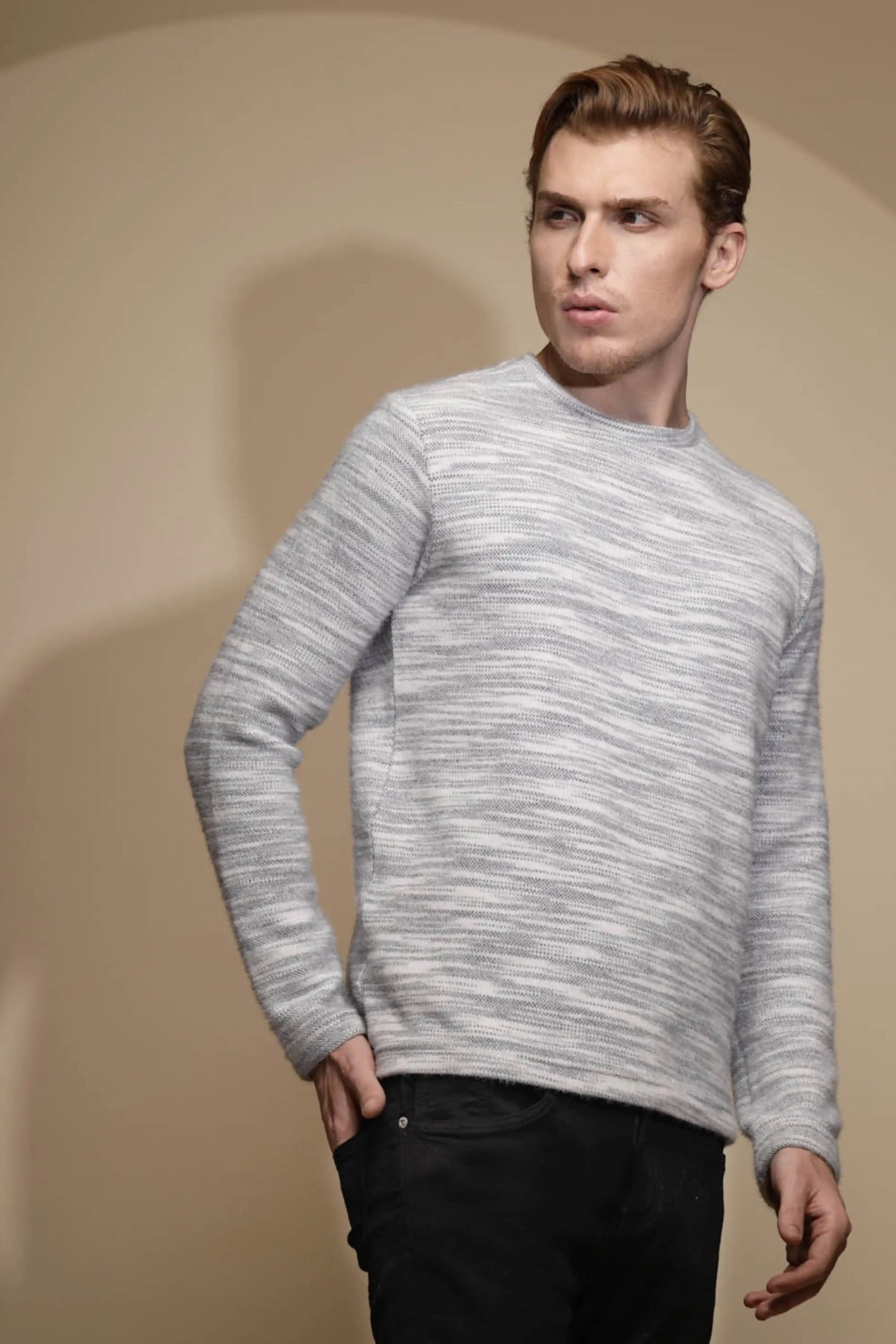 Grey Abstract Print Acrylic Sweatshirt