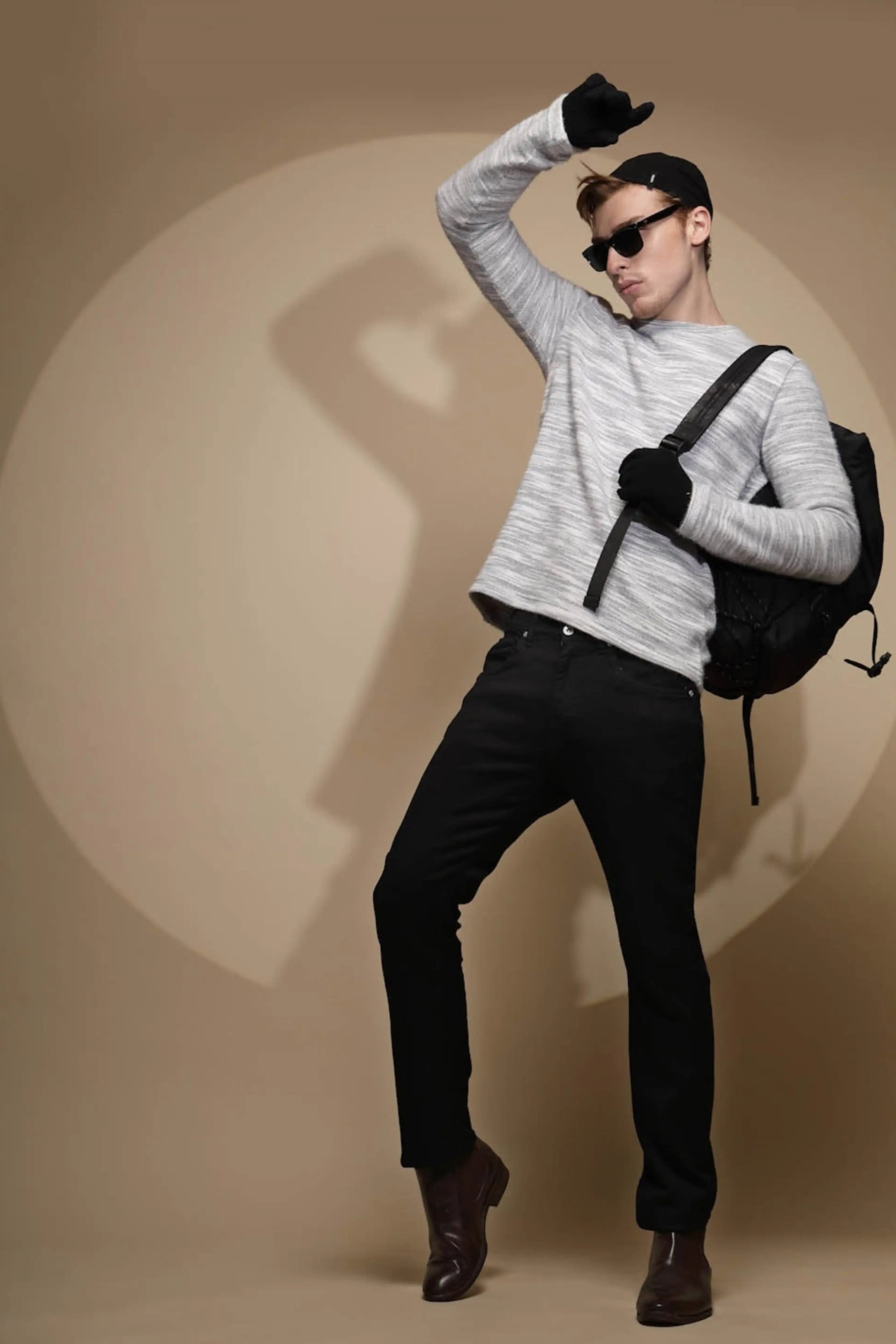 Grey Abstract Print Acrylic Sweatshirt