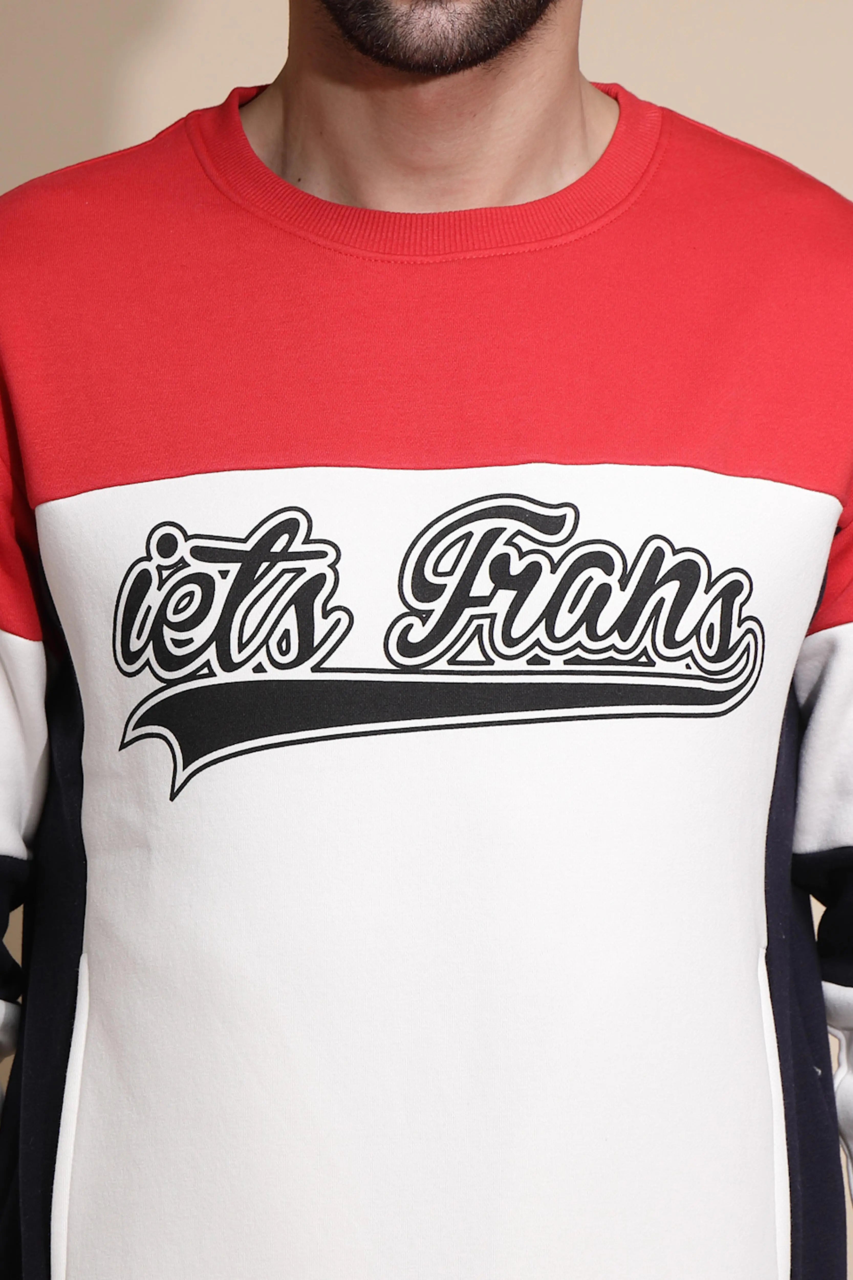 Men Off White Printed Round Neck Full Sleeve Hosiery Sweatshirt - Global Republic