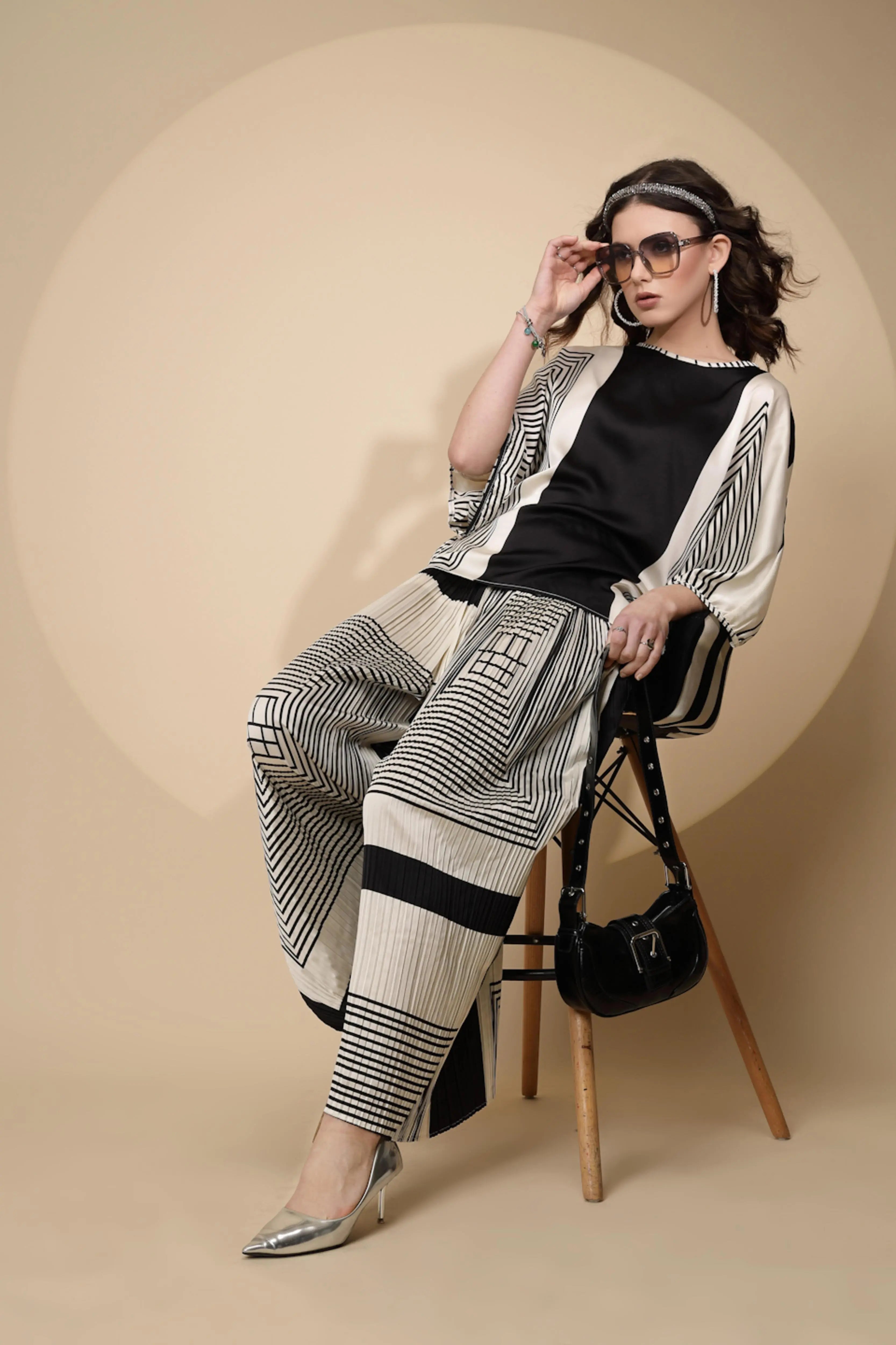 Black Regular Fit Co-Ord Set For Women - Global Republic