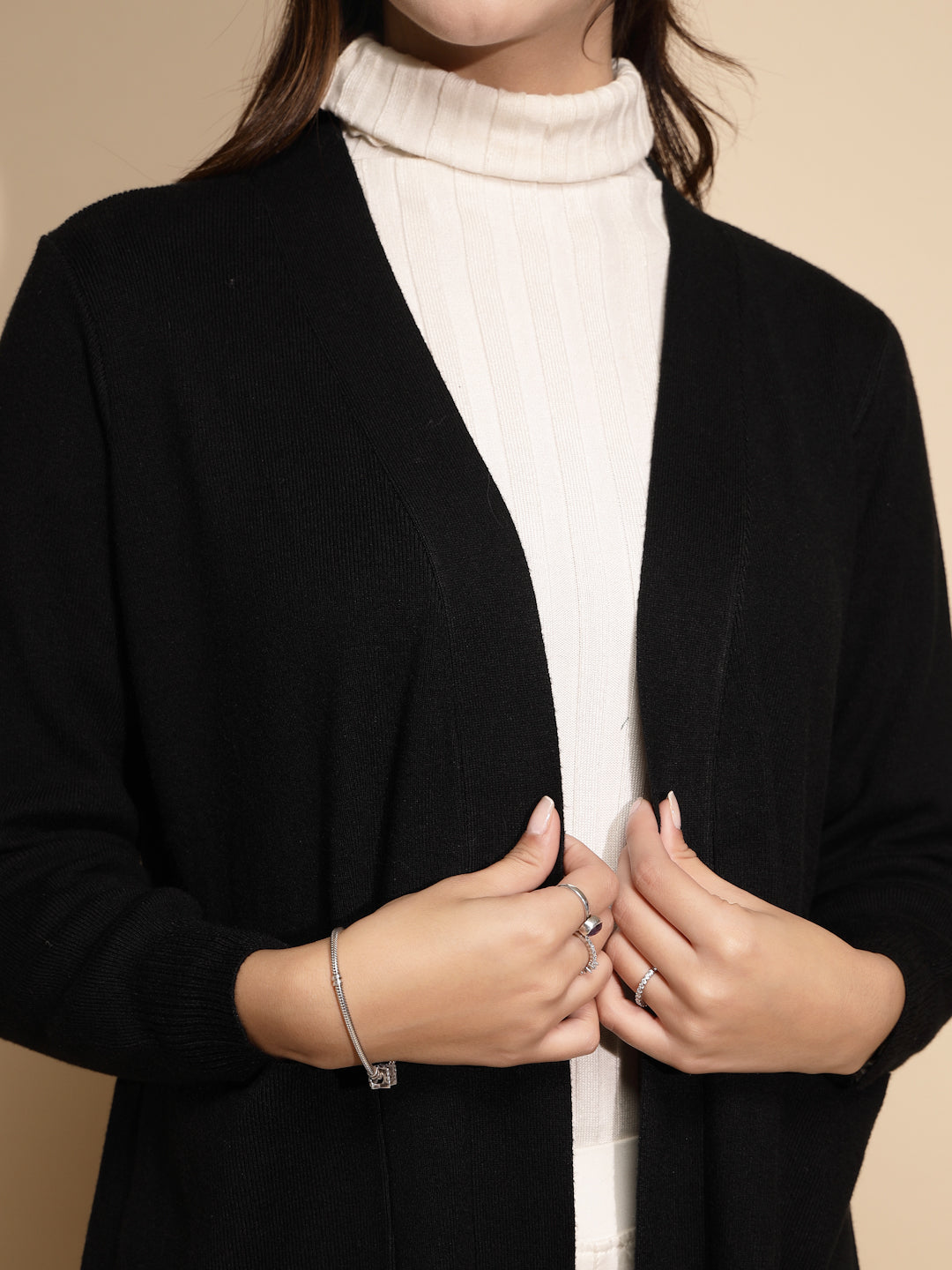 Black Long Winter Shrug - Global Republic