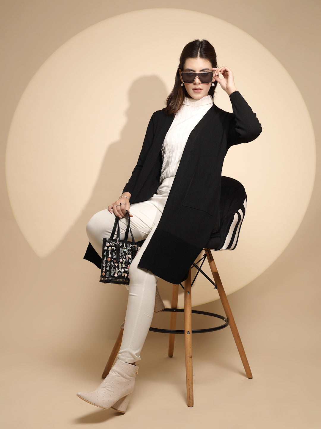 Black Long Winter Shrug - Global Republic