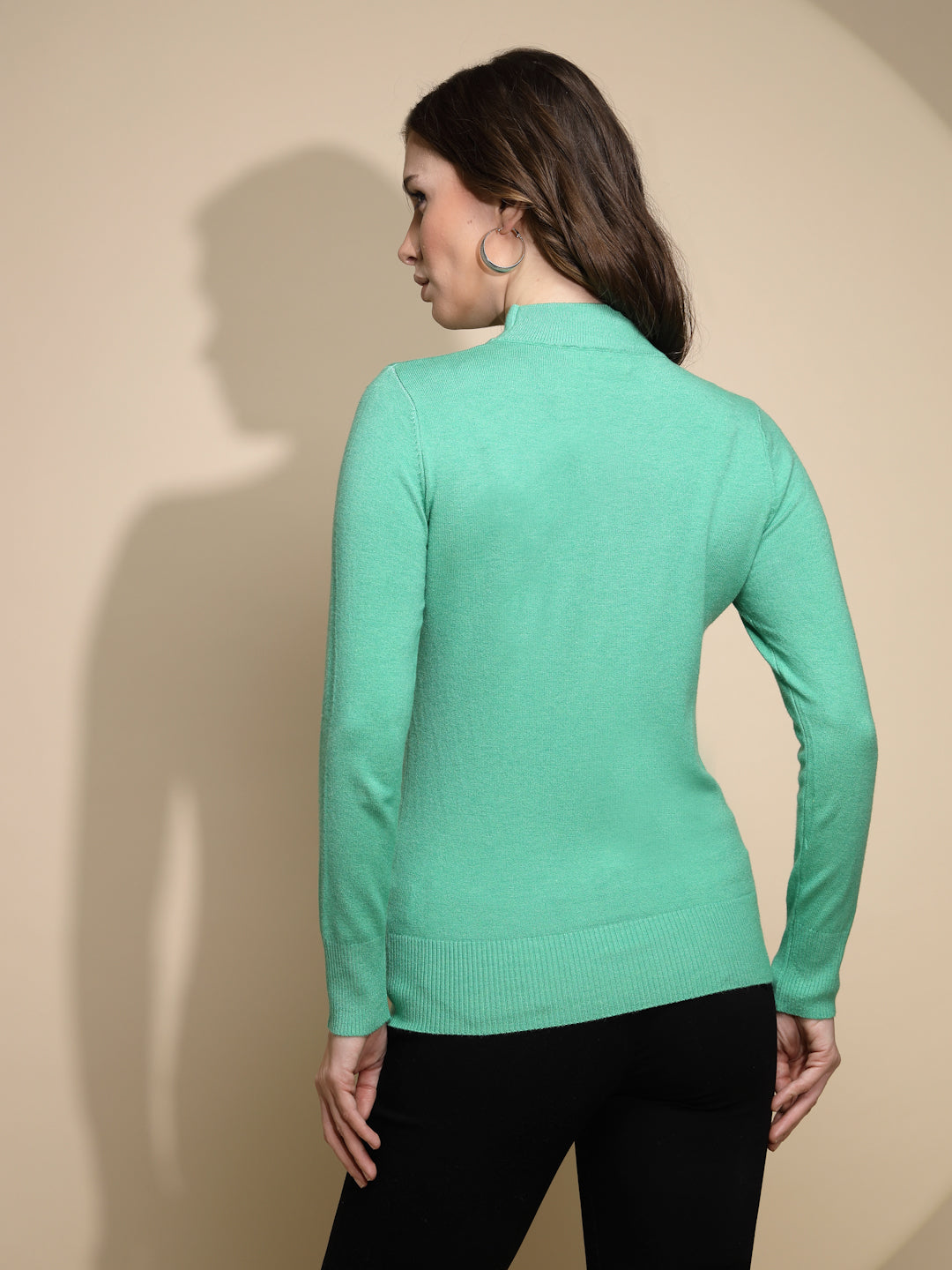 Green Turtle Neck Nylon Pullover - Global Republic