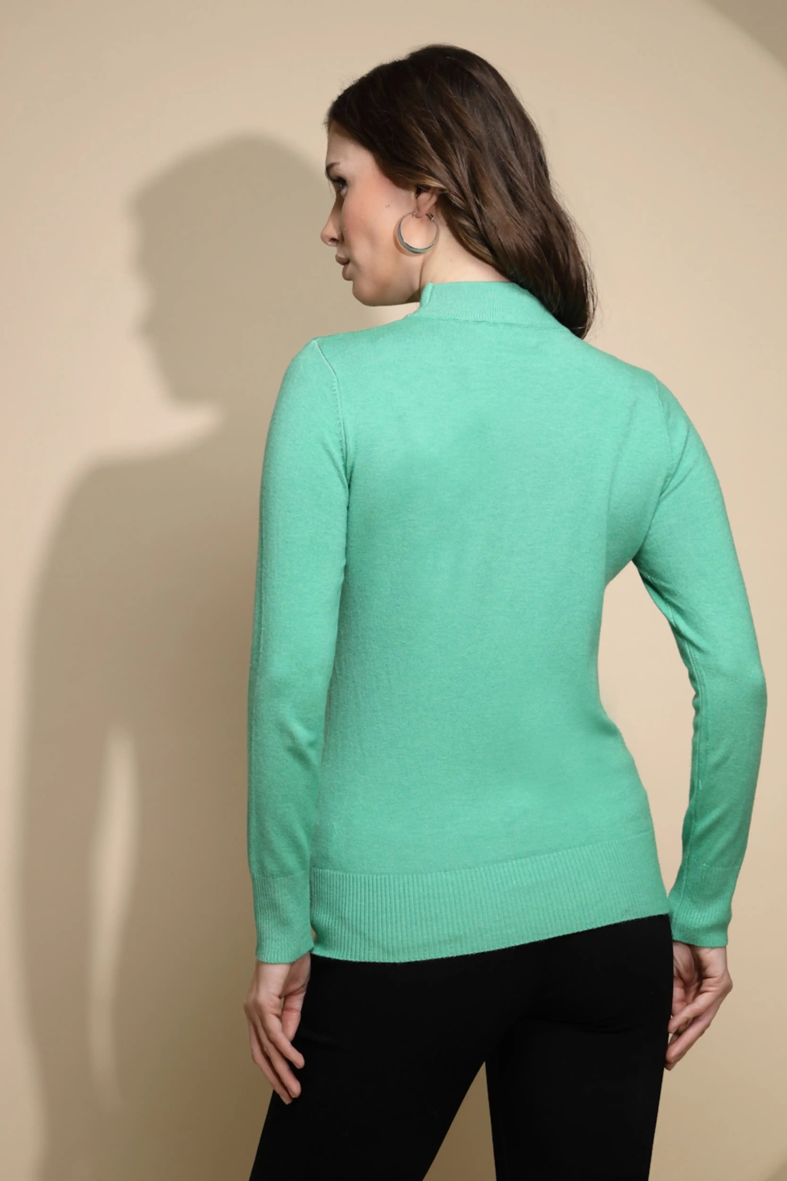Green Turtle Neck Nylon Pullover - Global Republic