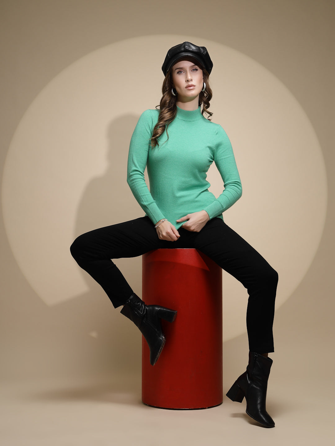 Green Turtle Neck Nylon Pullover - Global Republic