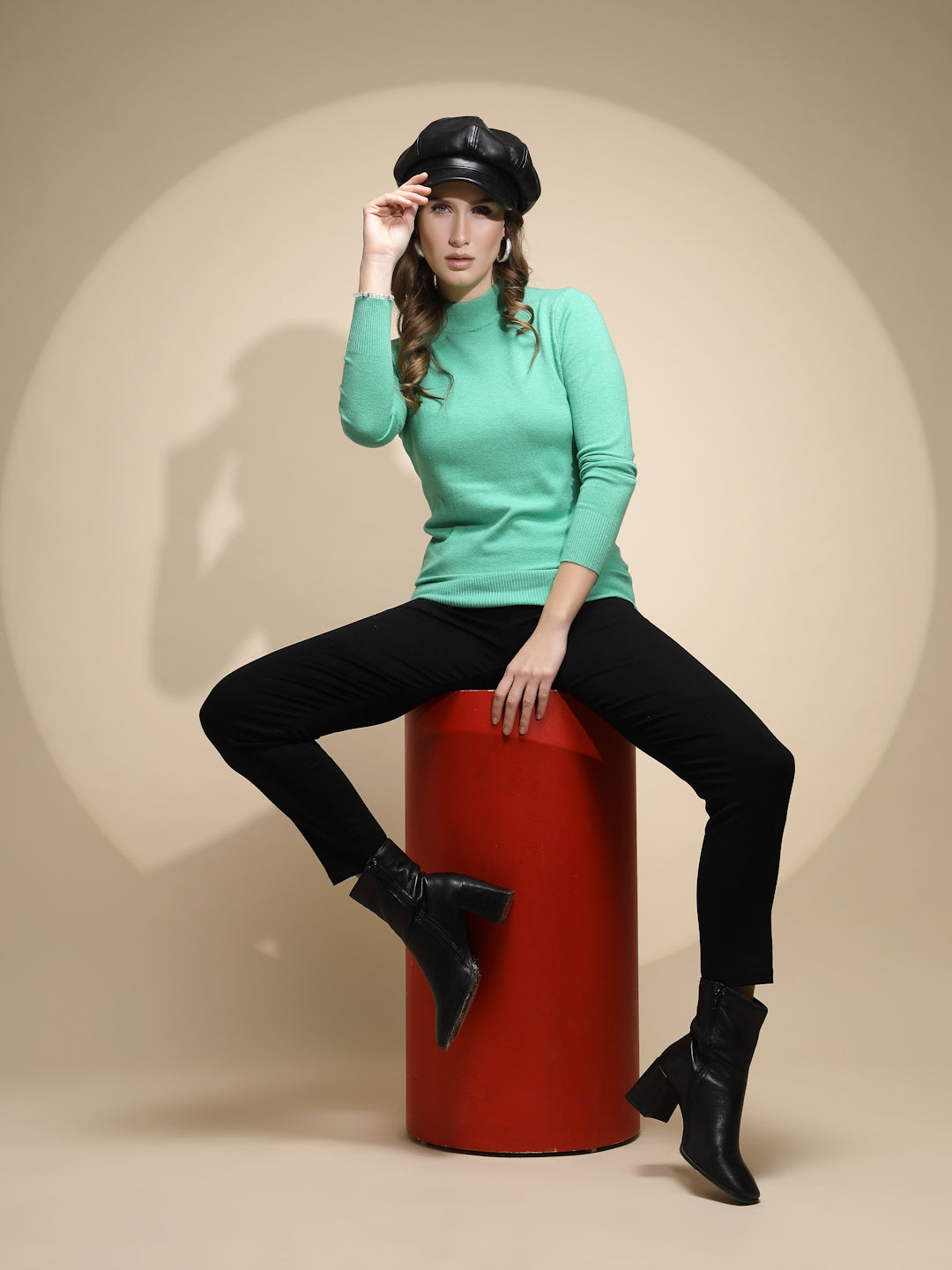 Green Turtle Neck Nylon Pullover - Global Republic