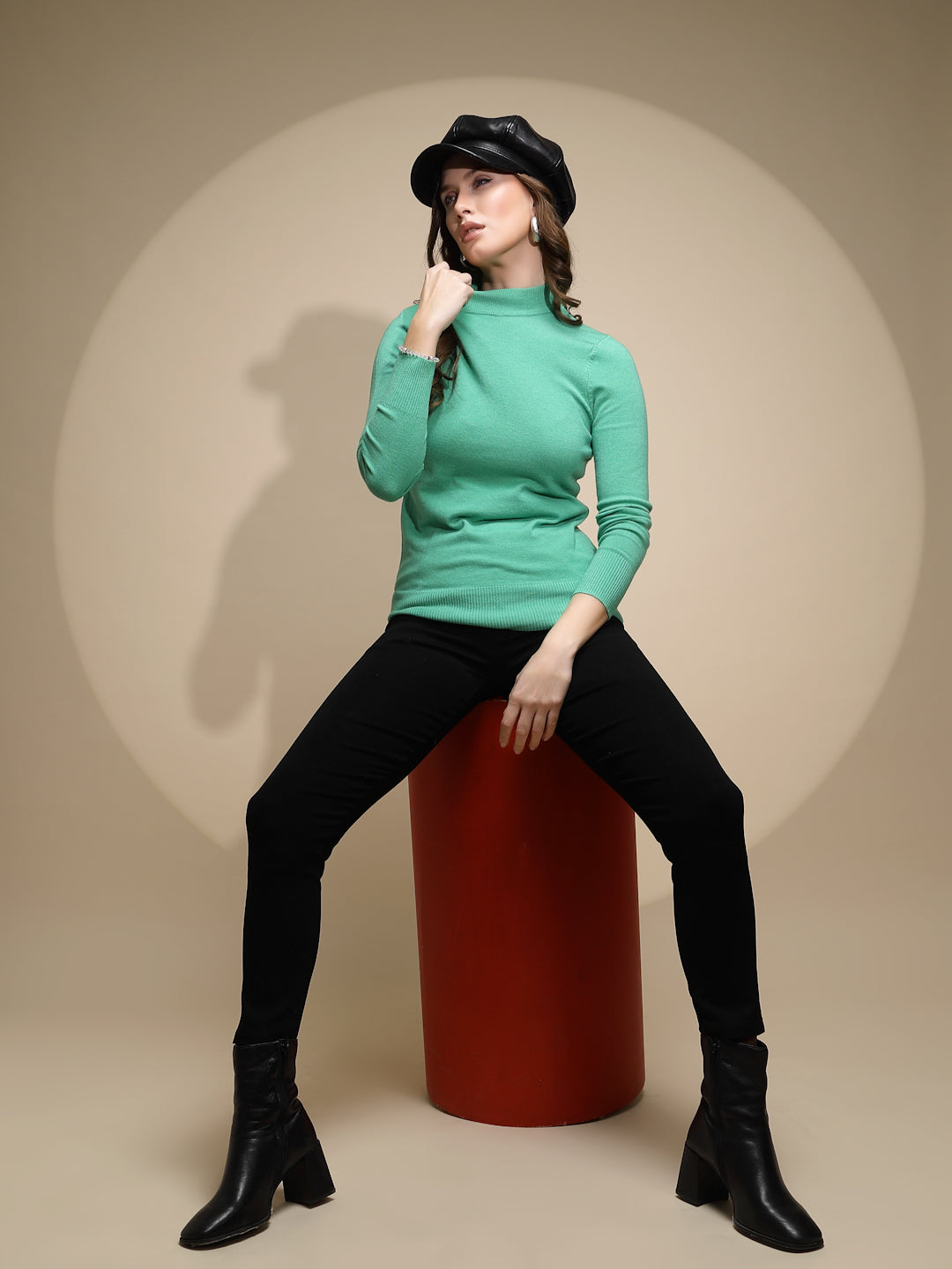 Green Turtle Neck Nylon Pullover - Global Republic