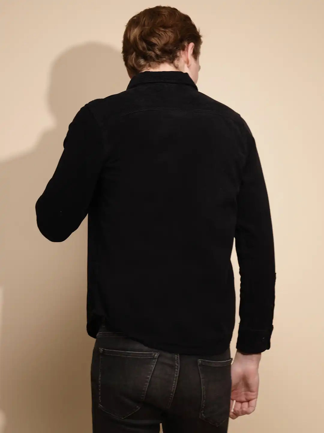 Men Black Solid Full Sleeve Collar Neck cotton Regular fit Shirt - Global Republic