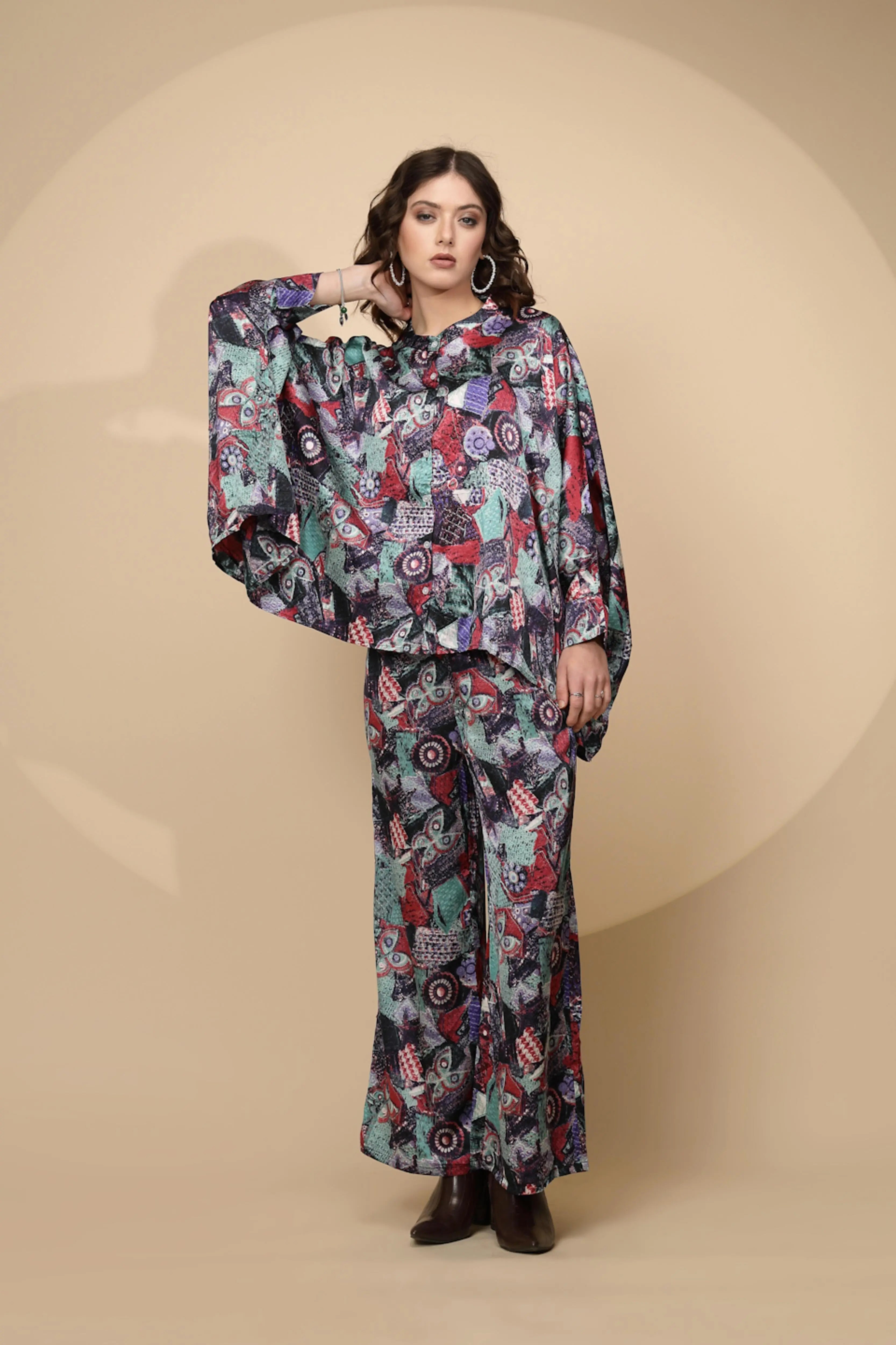 Multi Green Regular Fit Co-ord Set For Women - Global Republic