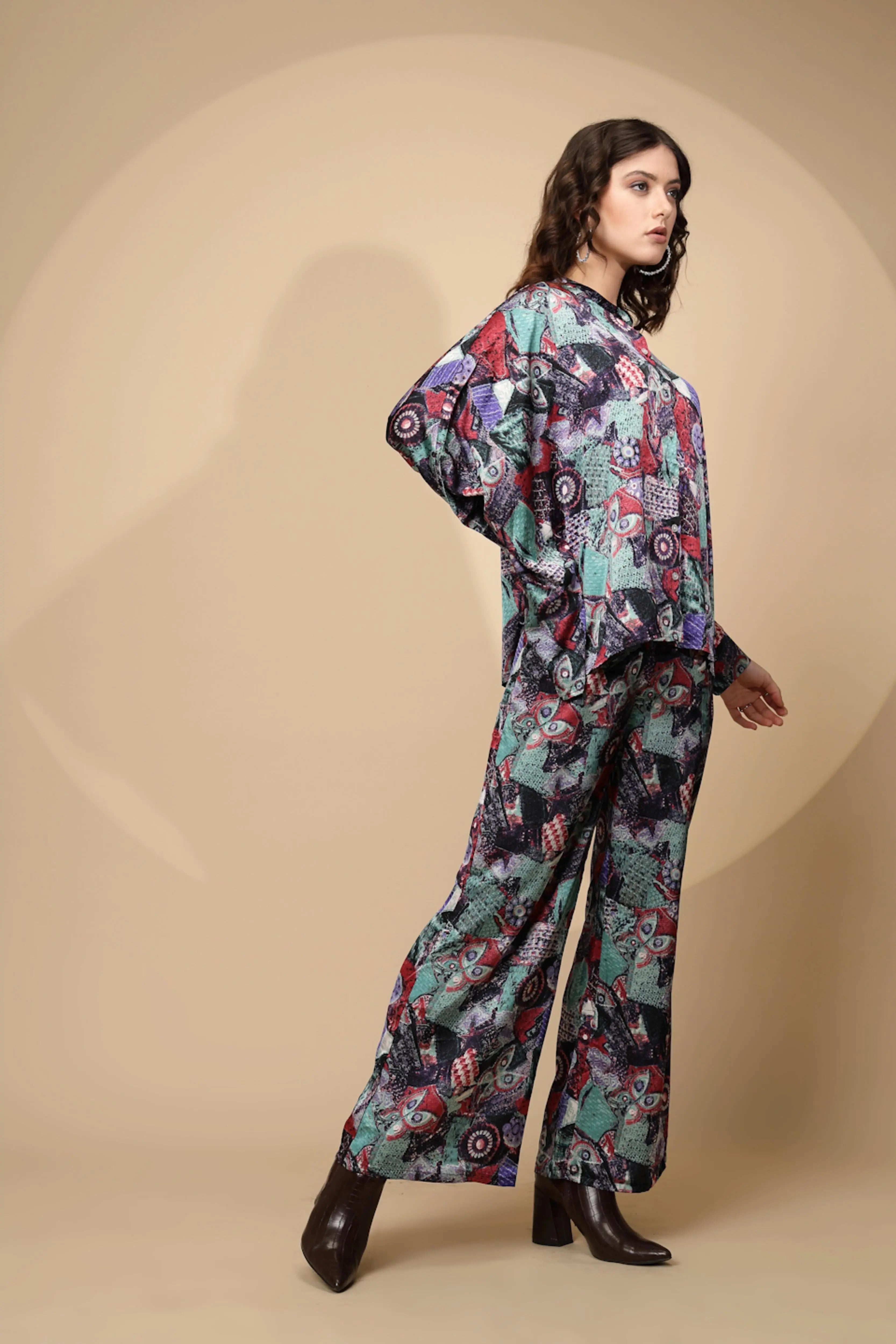 Multi Green Regular Fit Co-ord Set For Women - Global Republic