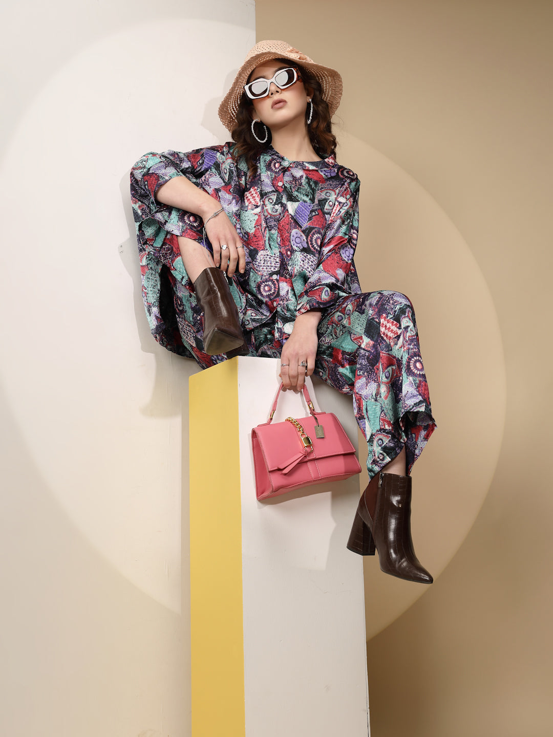 Multi Green Regular Fit Co-ord Set For Women - Global Republic