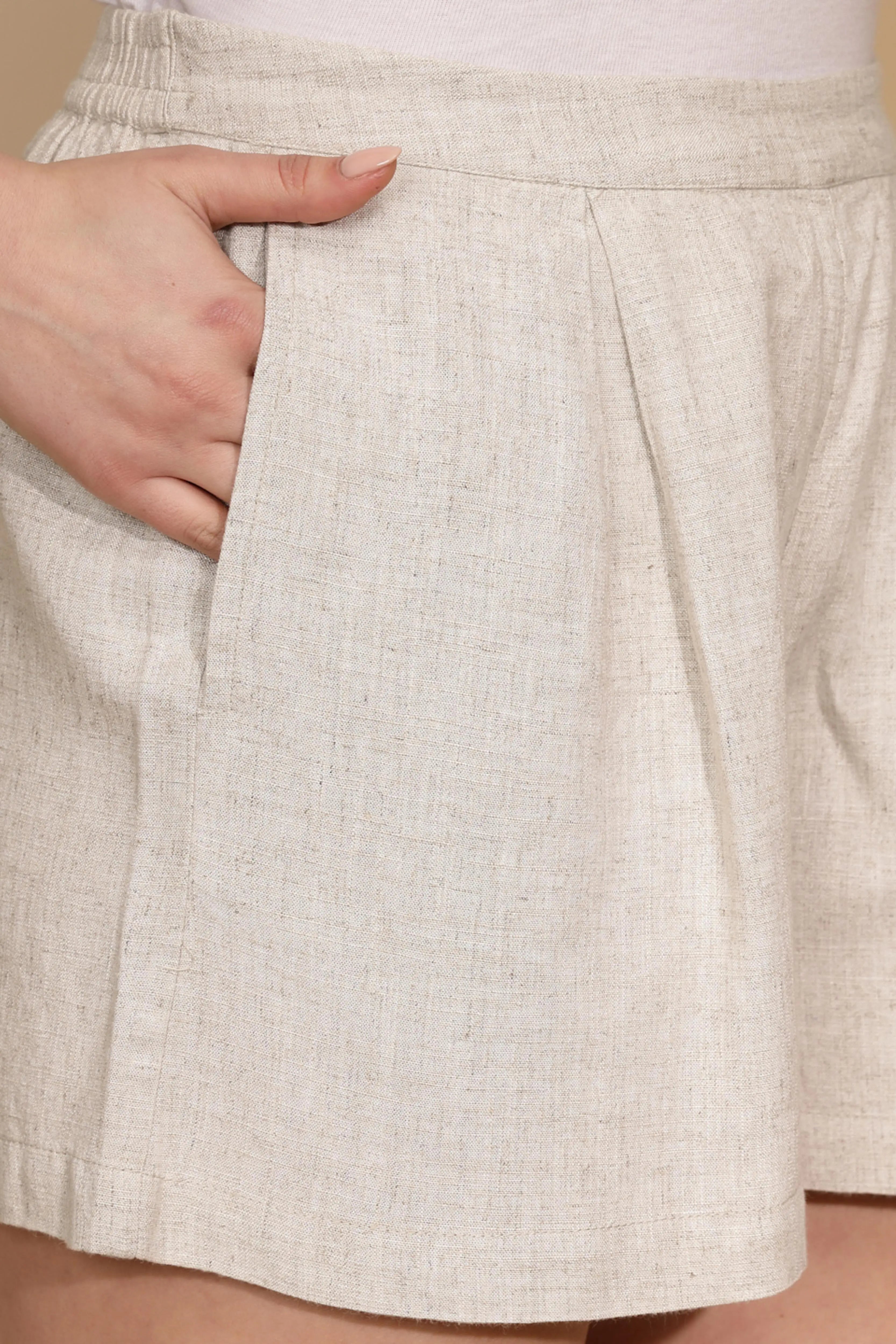 Beige Linen Shorts - Global Republic