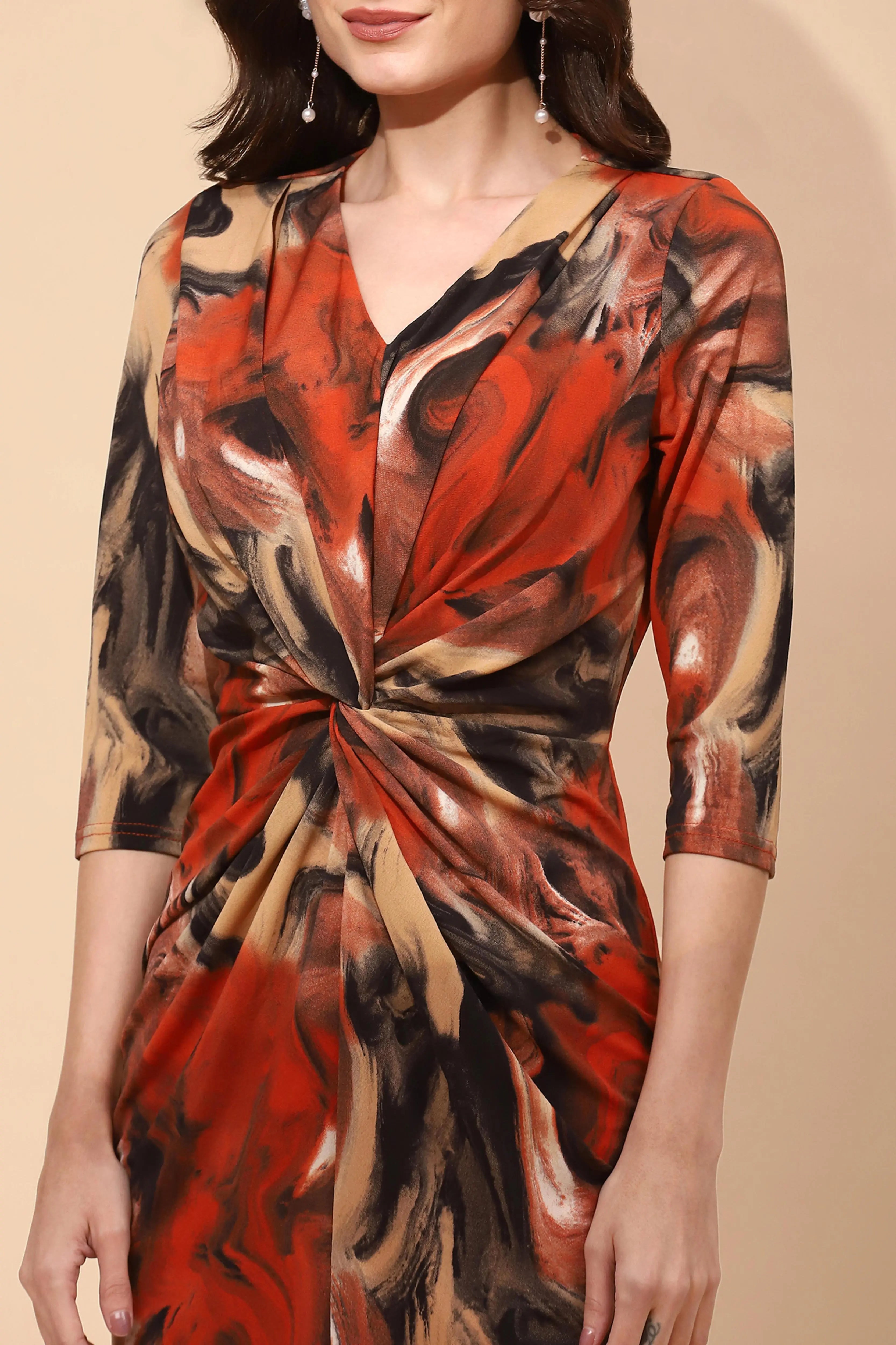 Multicolor Lycra Slim Fit Dress - Global Republic