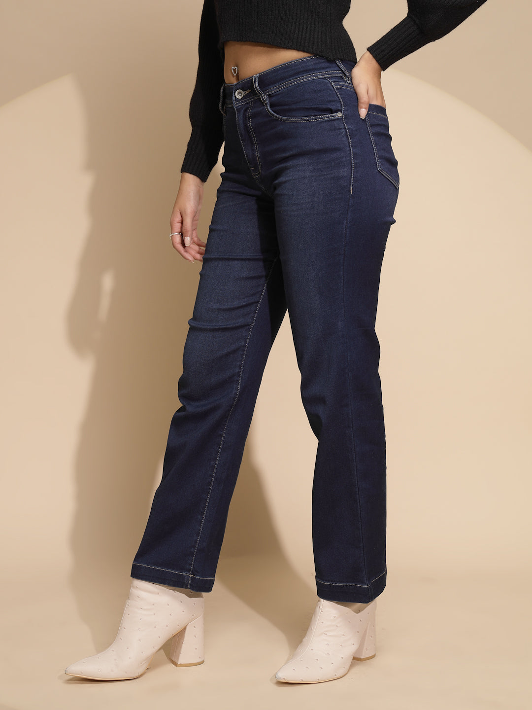 Black High Rise Straight fit Jeans - Global Republic