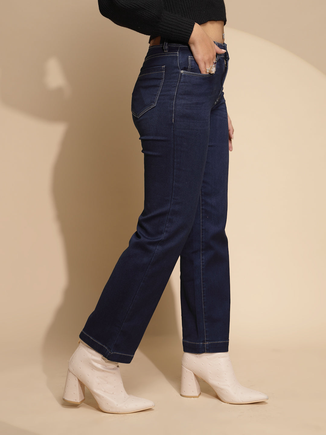 Black High Rise Straight fit Jeans - Global Republic