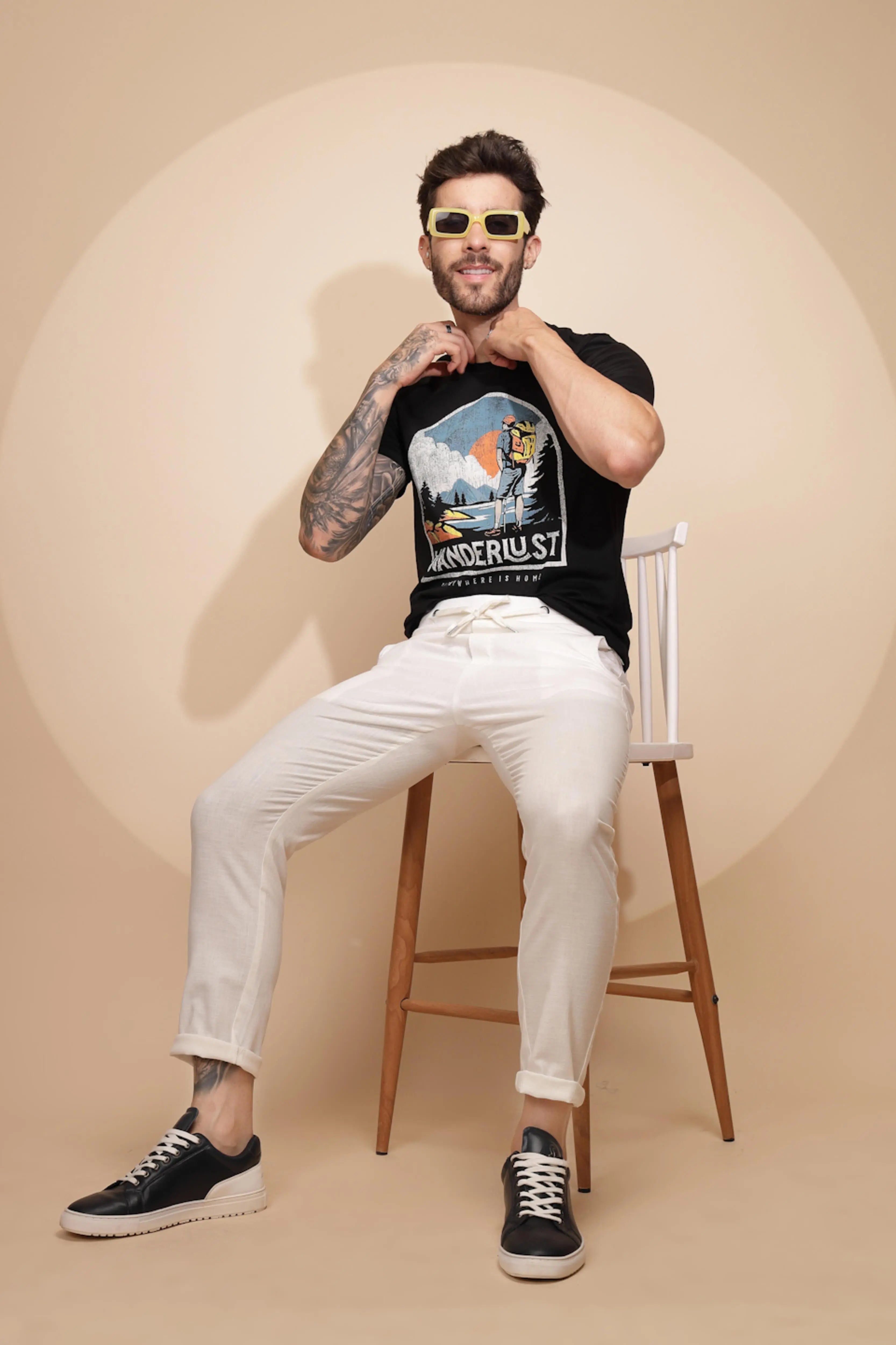 White Cotton Linen Relaxed Fit Lower - Global Republic