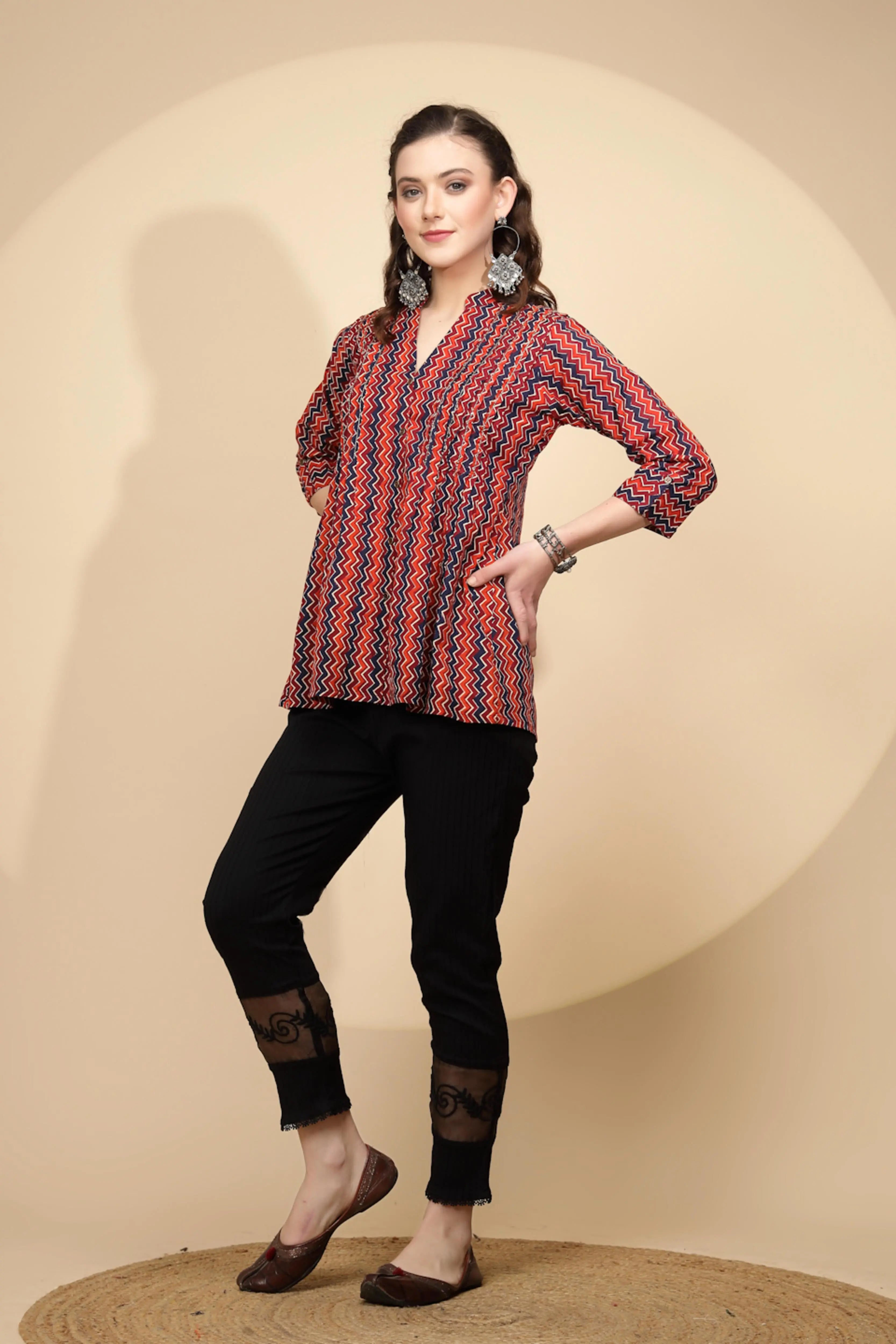 Red Regular Fit Tunic For Women - Global Republic