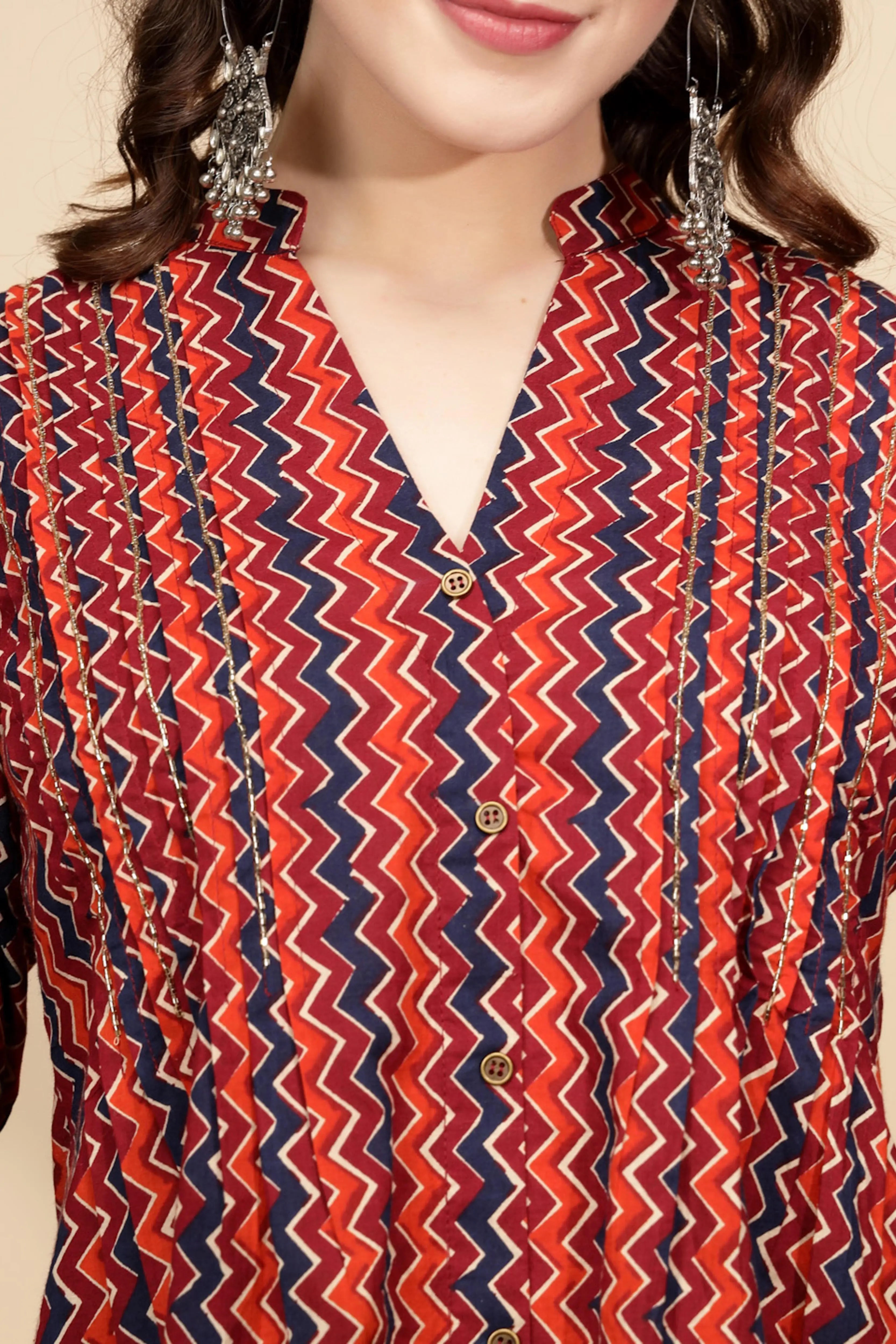 Red Regular Fit Tunic For Women - Global Republic