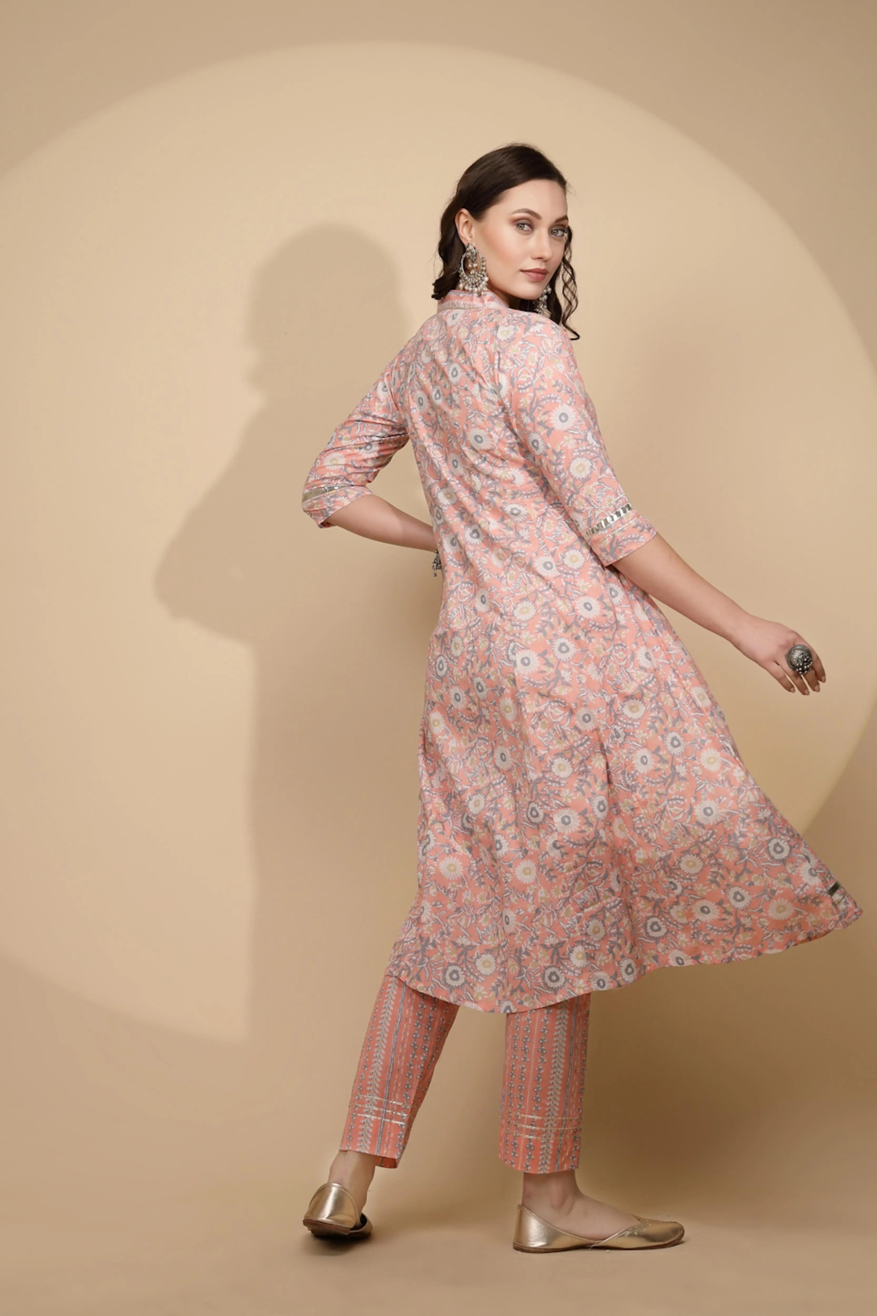 Peach Cotton Regular Fit Kurta Set - Global Republic