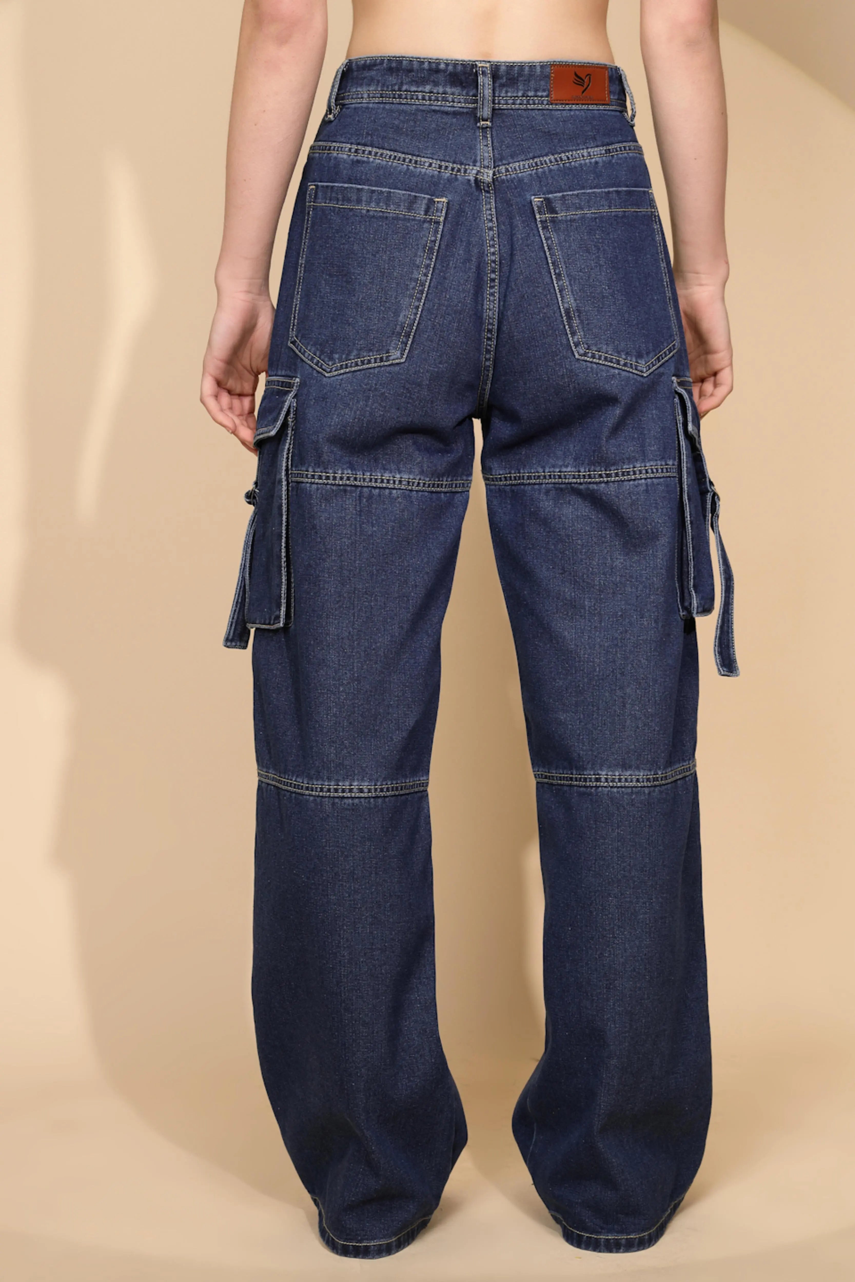 Blue Cotton Blend Relaxed Fit Cargo - Global Republic