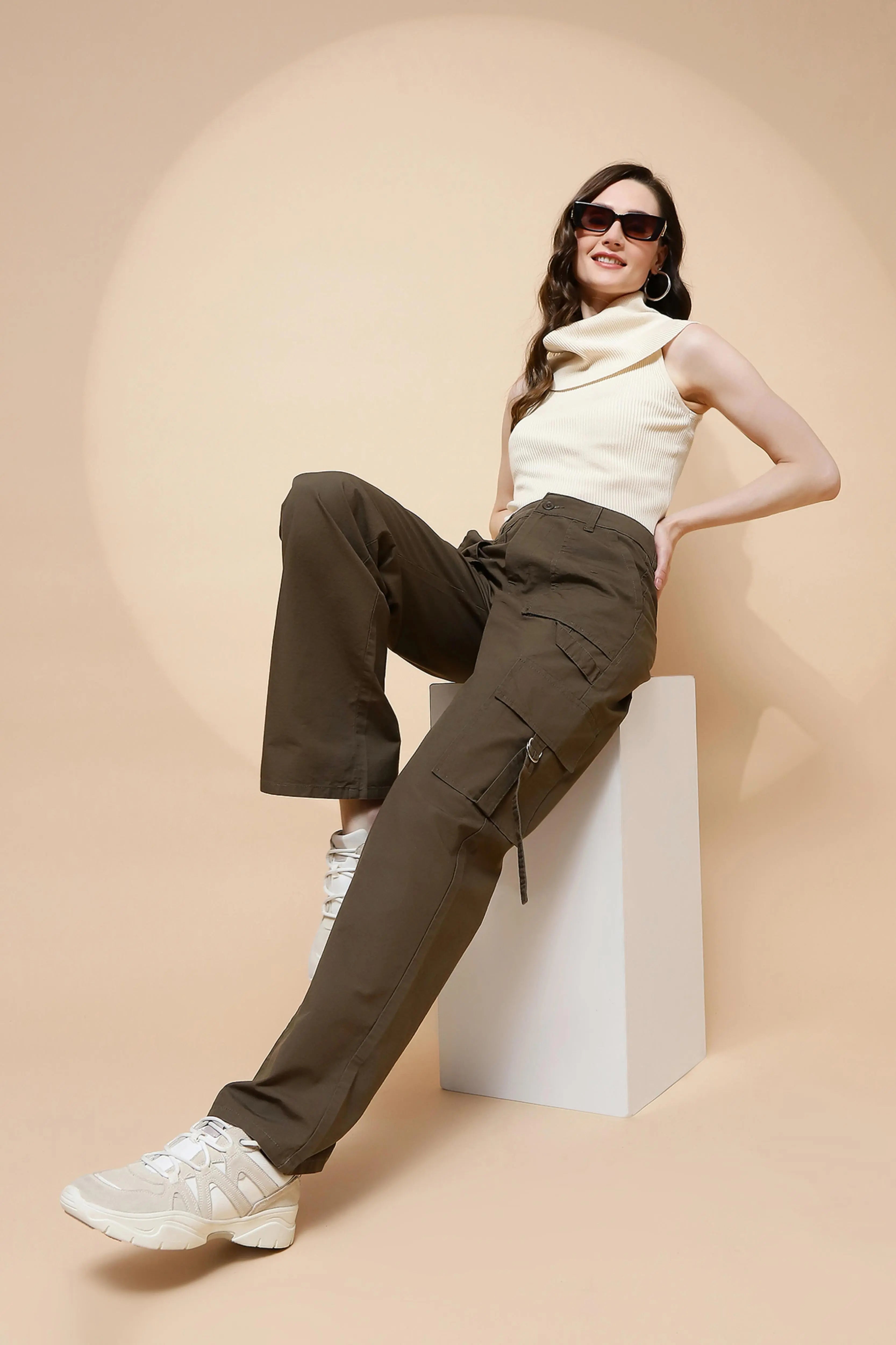 Olive Cotton Straight Fit Cargo