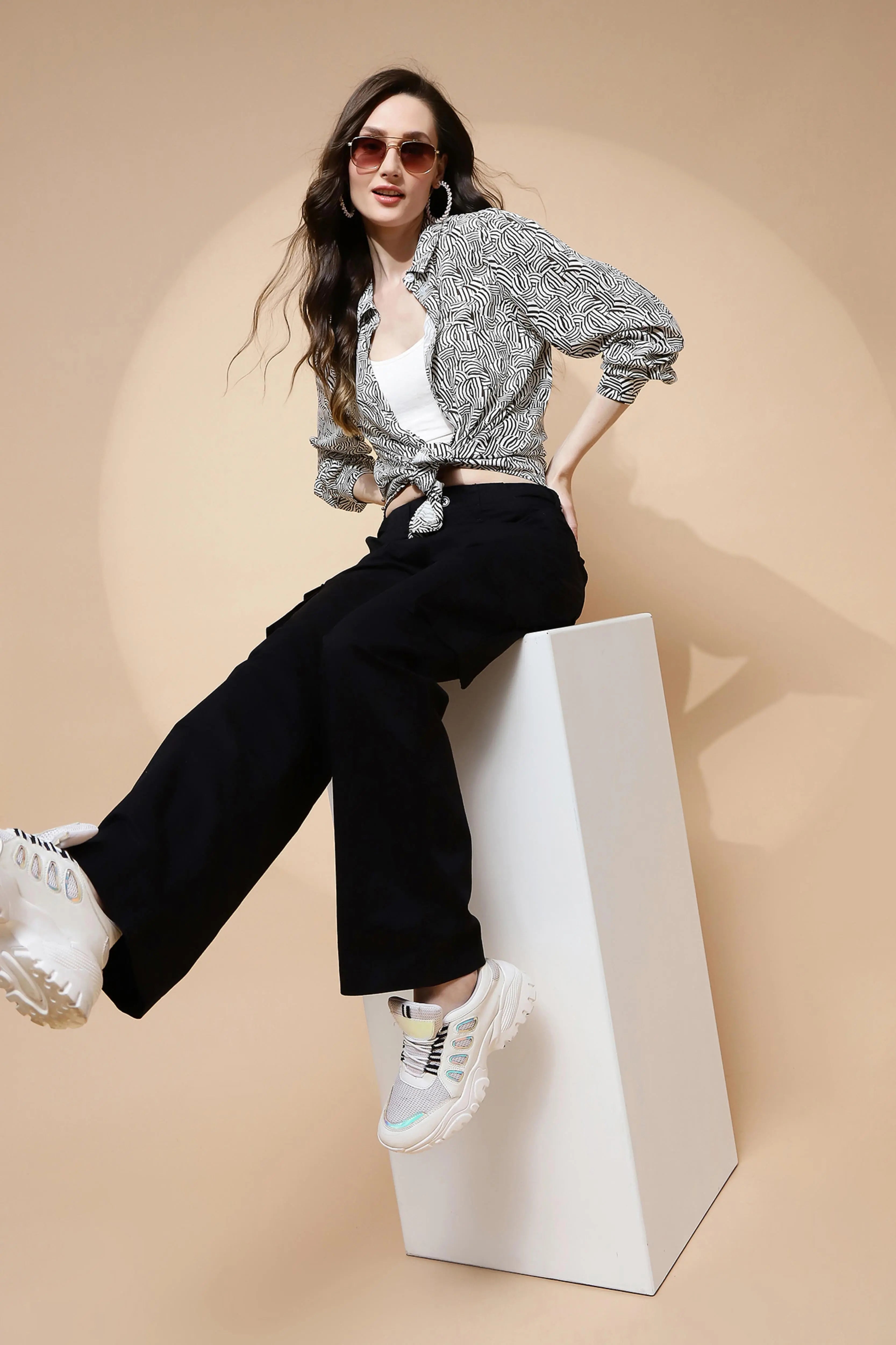 Black Relaxed Fit Cotton Cargo - Global Republic