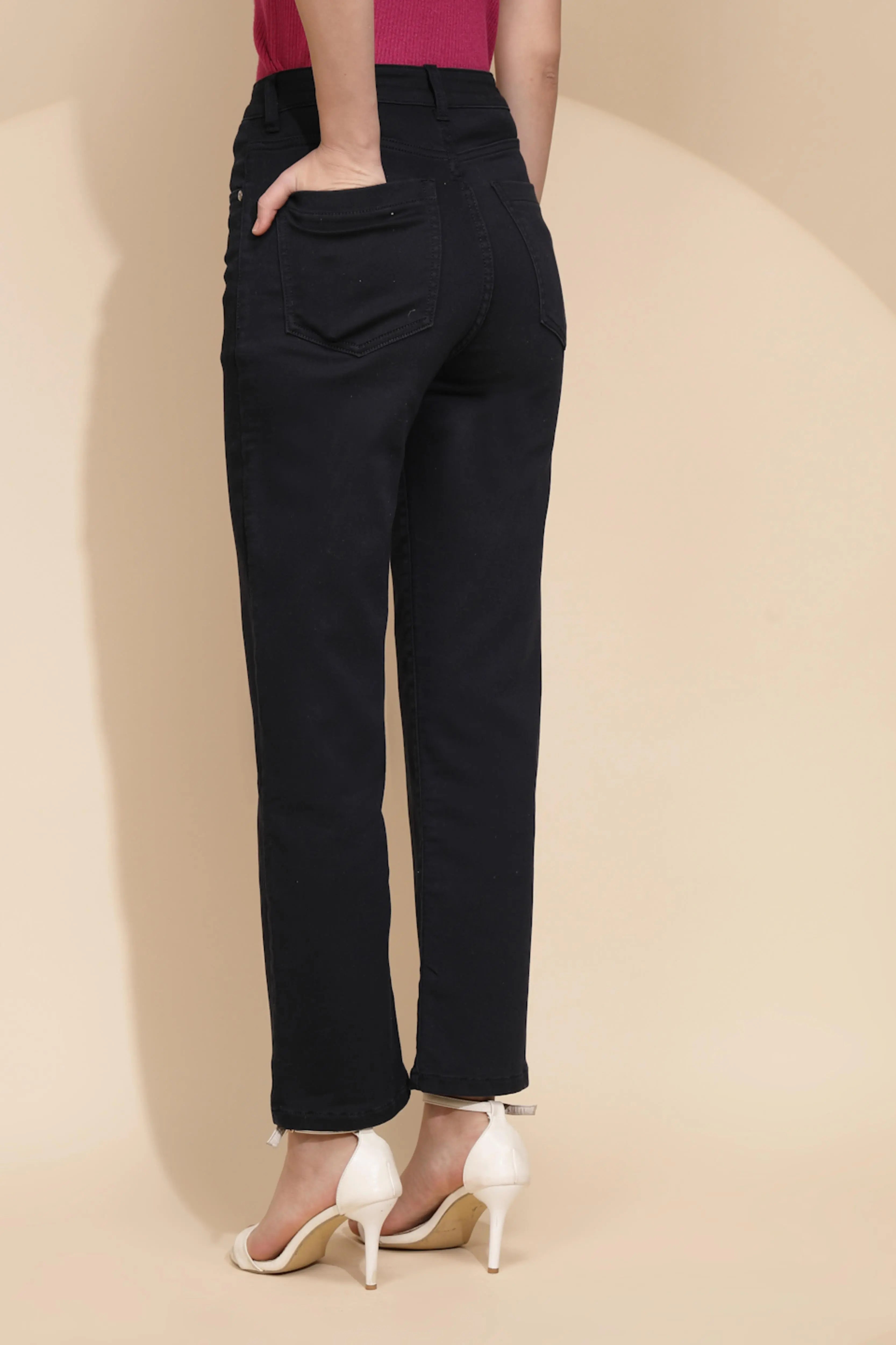 Navy Blue Cotton Blend Trouser - Global Republic